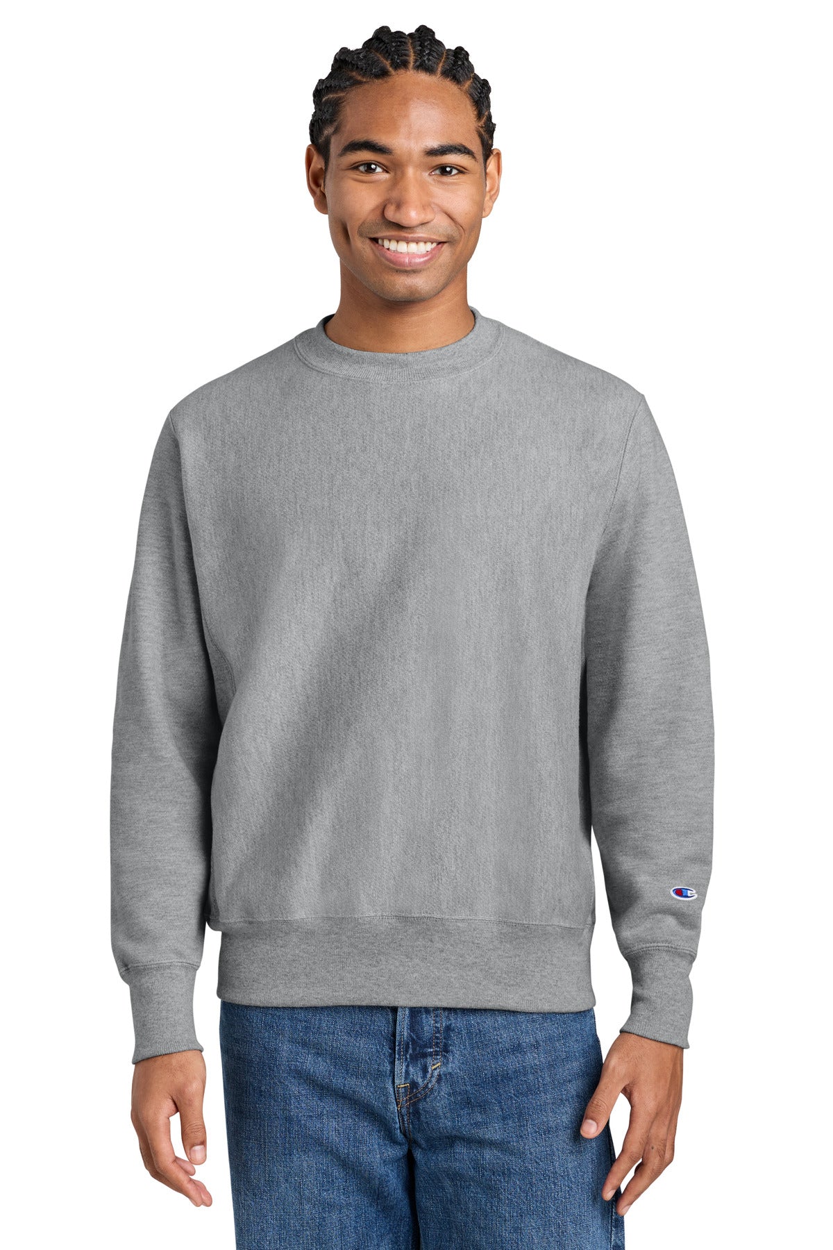 Custom Oxford Grey Reverse Weave Crewneck S149, personalized by SanCanDo Swag in Argyle, TX