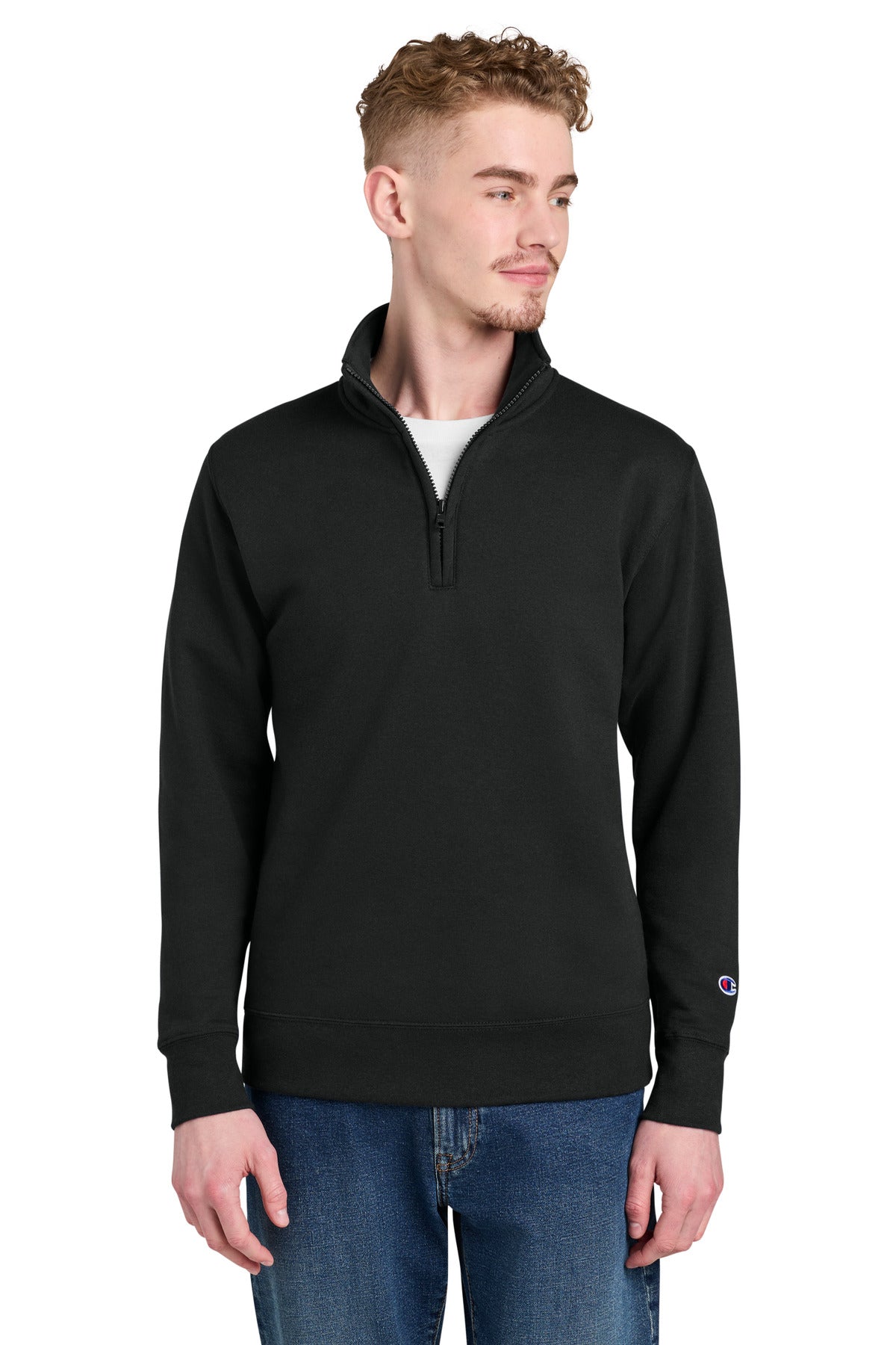 Custom Black Powerblend 1/4-Zip Sweatshirt S450, personalized by SanCanDo Swag in Argyle, TX