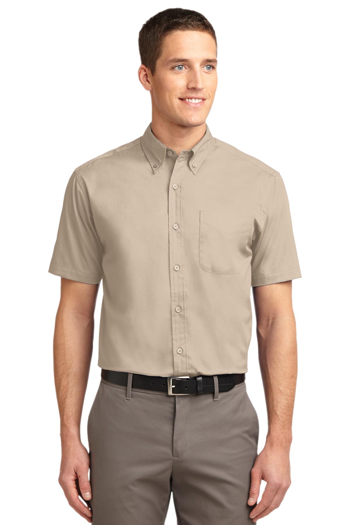 Custom Stone Short Sleeve Easy Care Shirt S508, personalized by SanCanDo Swag in Argyle, TX