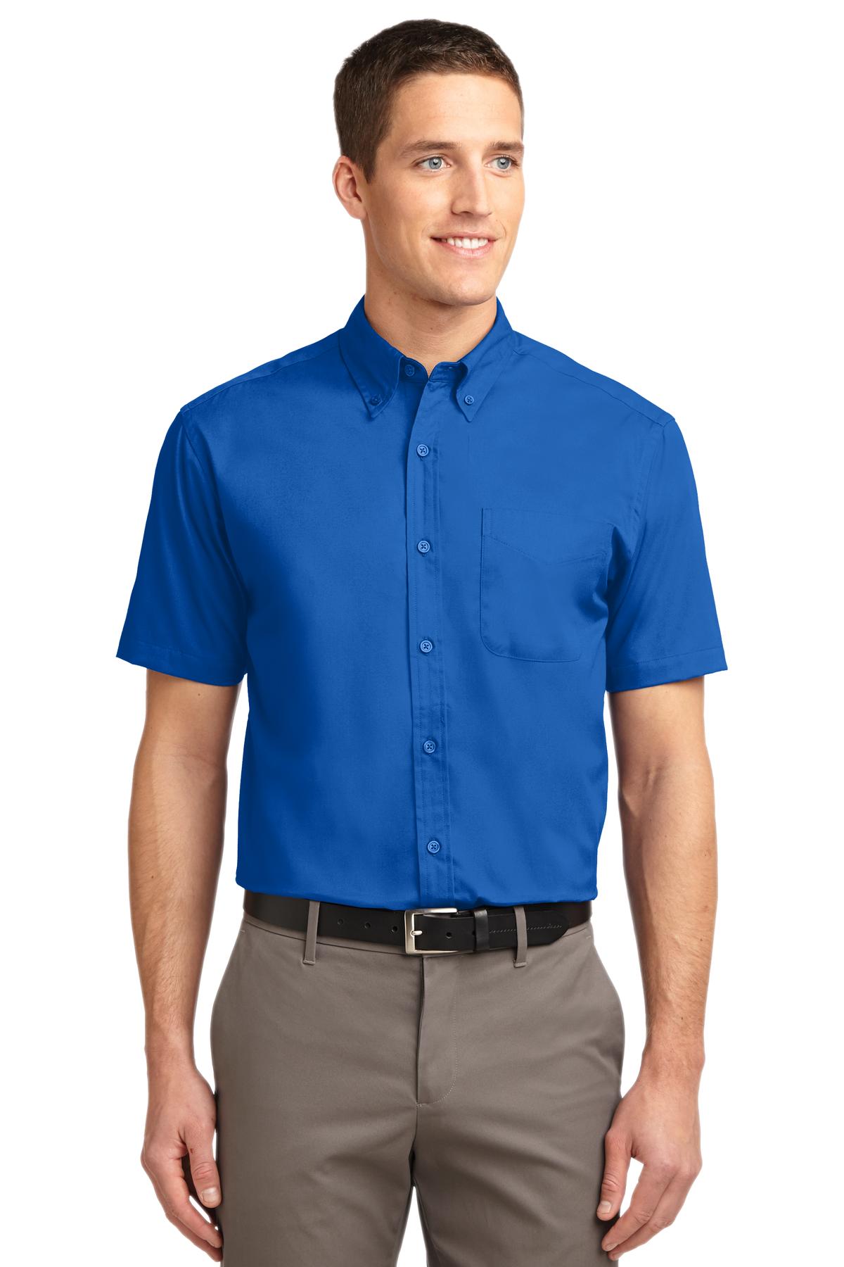Custom Strong Blue Short Sleeve Easy Care Shirt S508, personalized by SanCanDo Swag in Argyle, TX