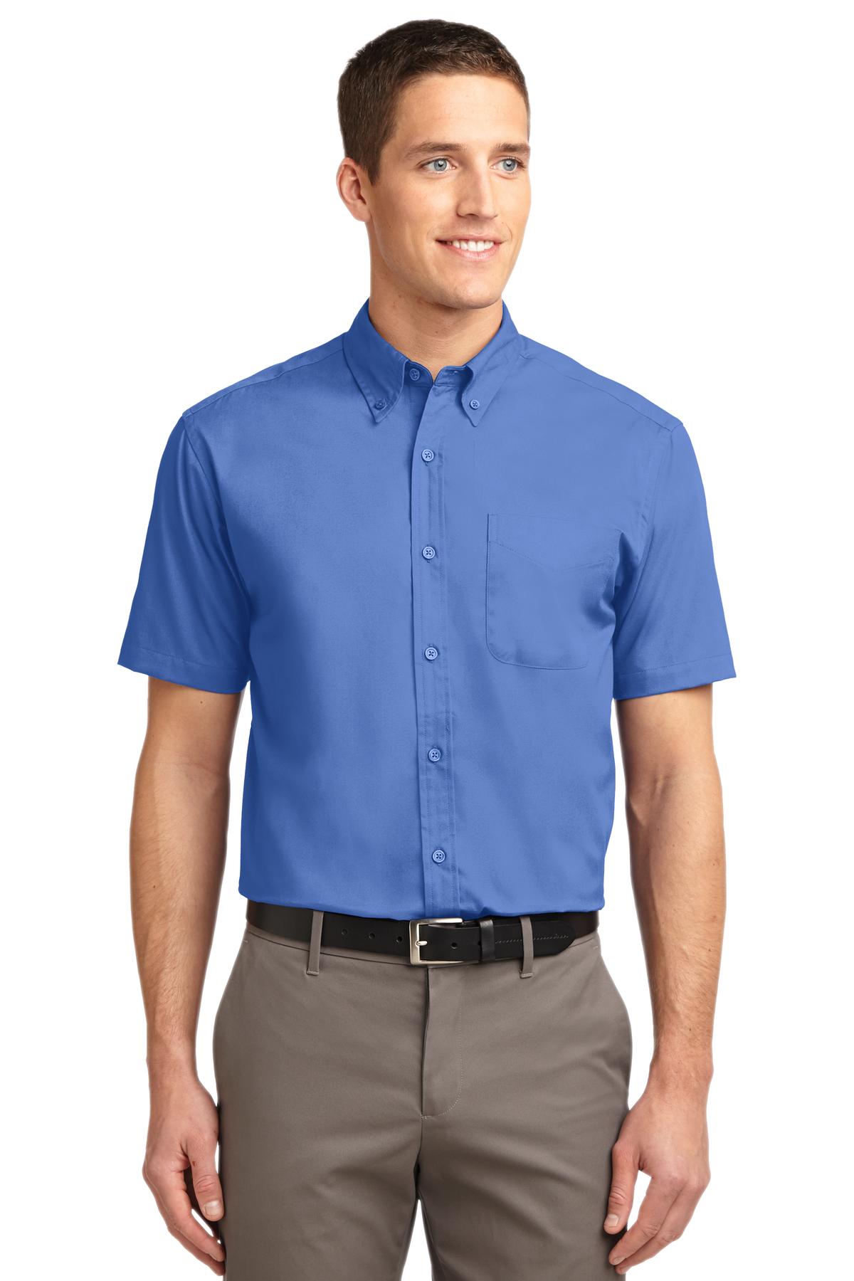 Custom Ultramarine Blue Short Sleeve Easy Care Shirt S508, personalized by SanCanDo Swag in Argyle, TX