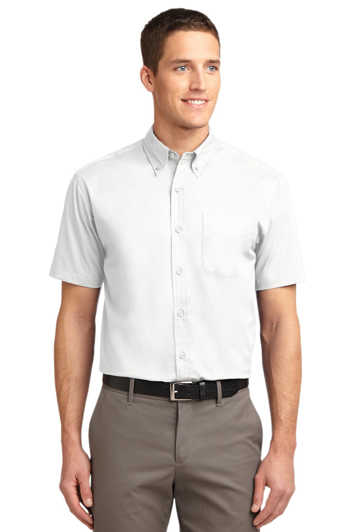 Custom White/ Light Stone Short Sleeve Easy Care Shirt S508, personalized by SanCanDo Swag in Argyle, TX
