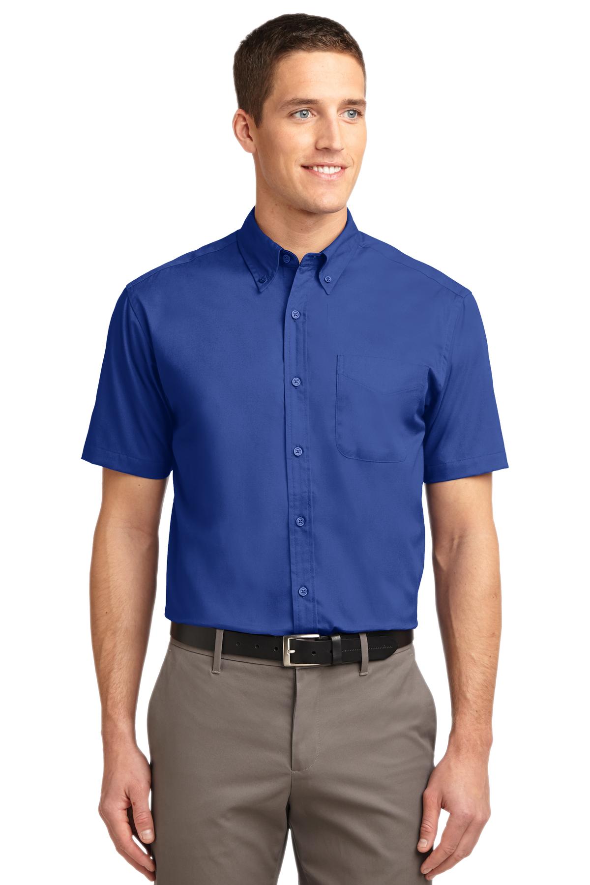 Custom Royal/ Classic Navy Short Sleeve Easy Care Shirt S508, personalized by SanCanDo Swag in Argyle, TX