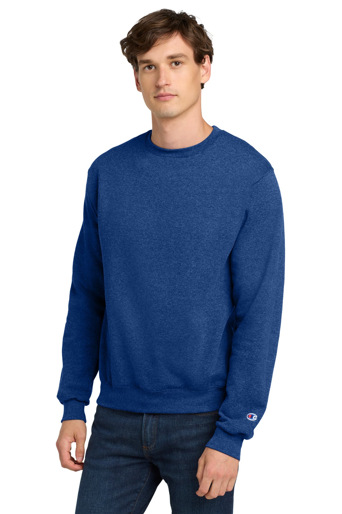 Custom Royal Blue Heather Powerblend Crewneck S6000, personalized by SanCanDo Swag in Argyle, TX