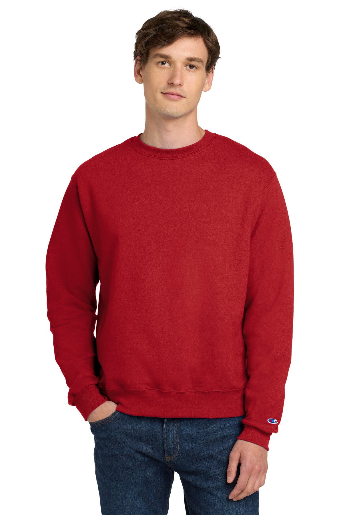 Custom Scarlet Powerblend Crewneck S6000, personalized by SanCanDo Swag in Argyle, TX