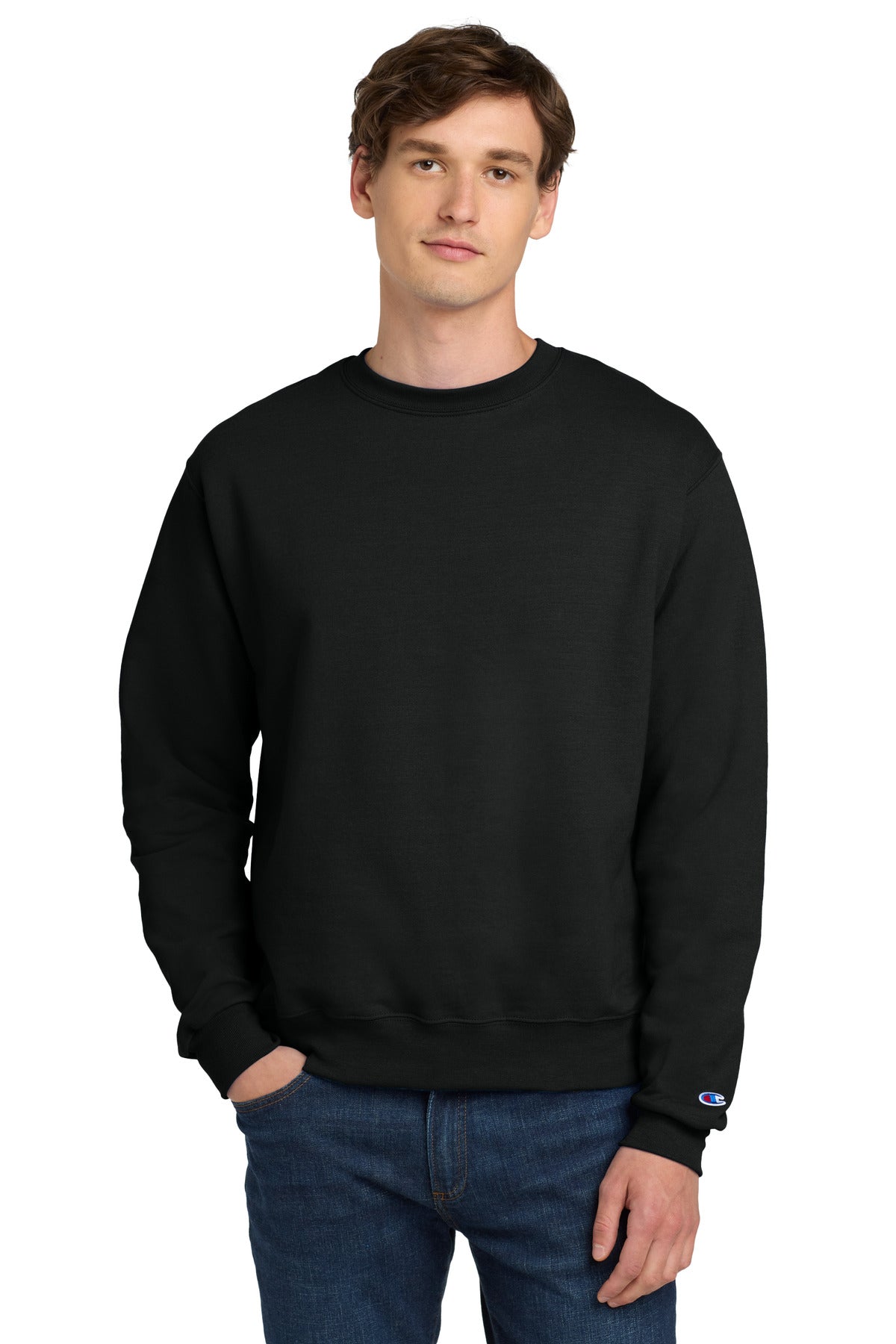 Custom Black Powerblend Crewneck S6000, personalized by SanCanDo Swag in Argyle, TX
