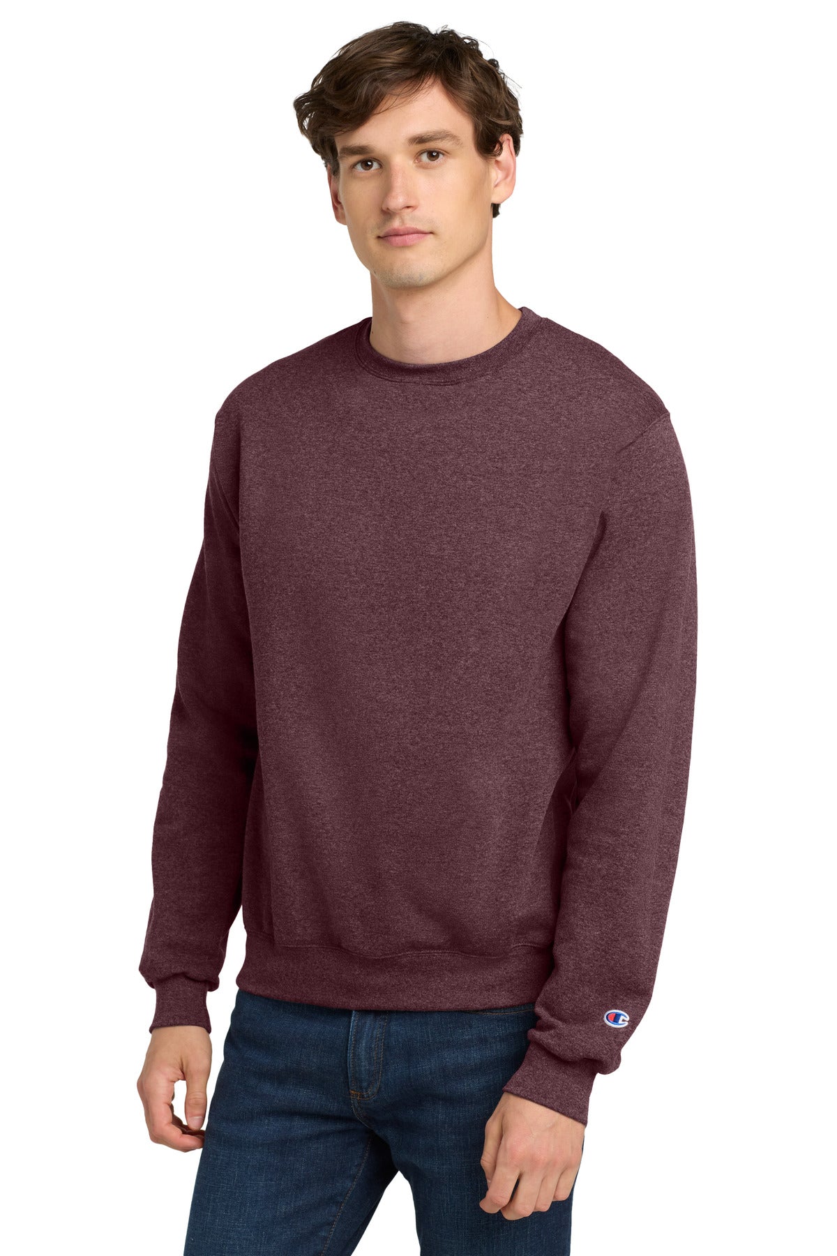 Custom Maroon Heather Powerblend Crewneck S6000, personalized by SanCanDo Swag in Argyle, TX