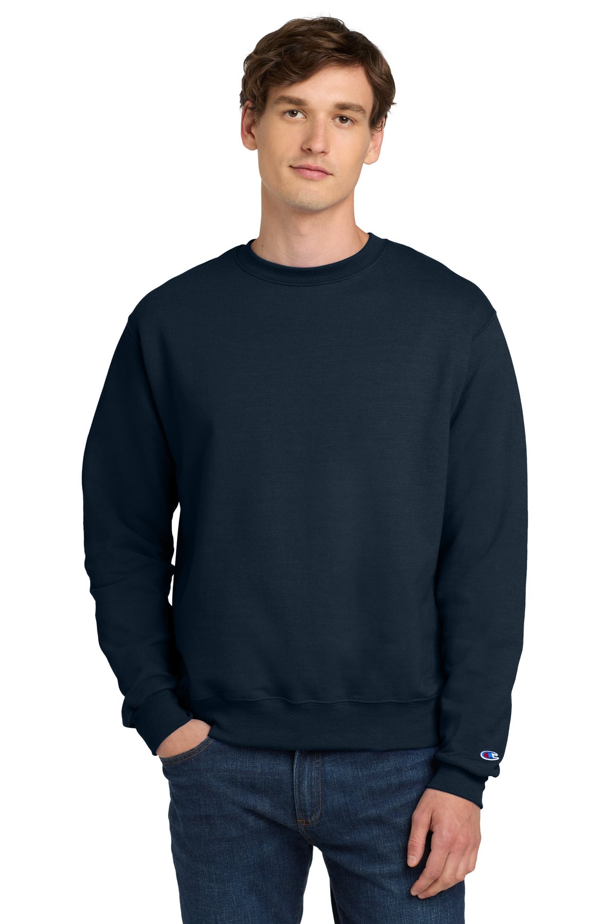 Custom Navy Powerblend Crewneck S6000, personalized by SanCanDo Swag in Argyle, TX