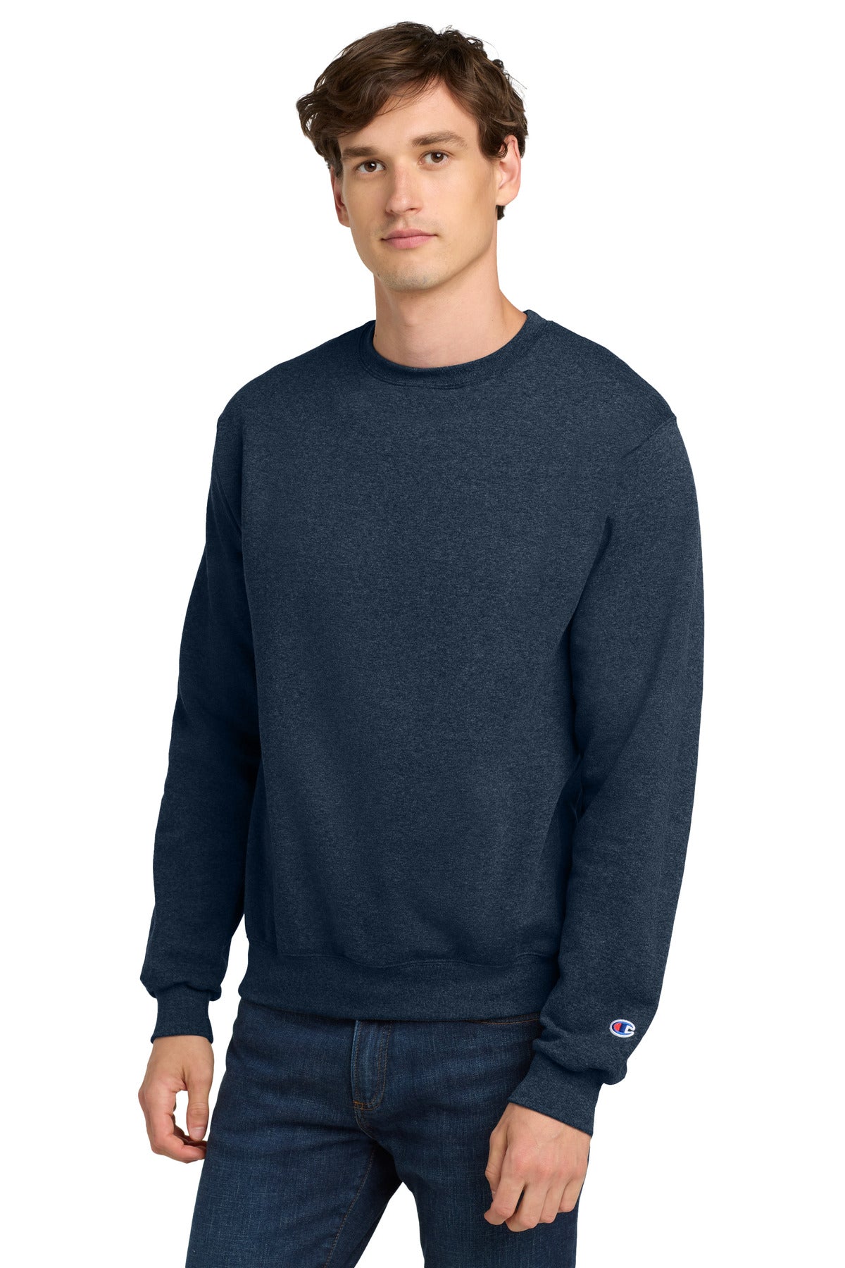 Custom Navy Heather Powerblend Crewneck S6000, personalized by SanCanDo Swag in Argyle, TX