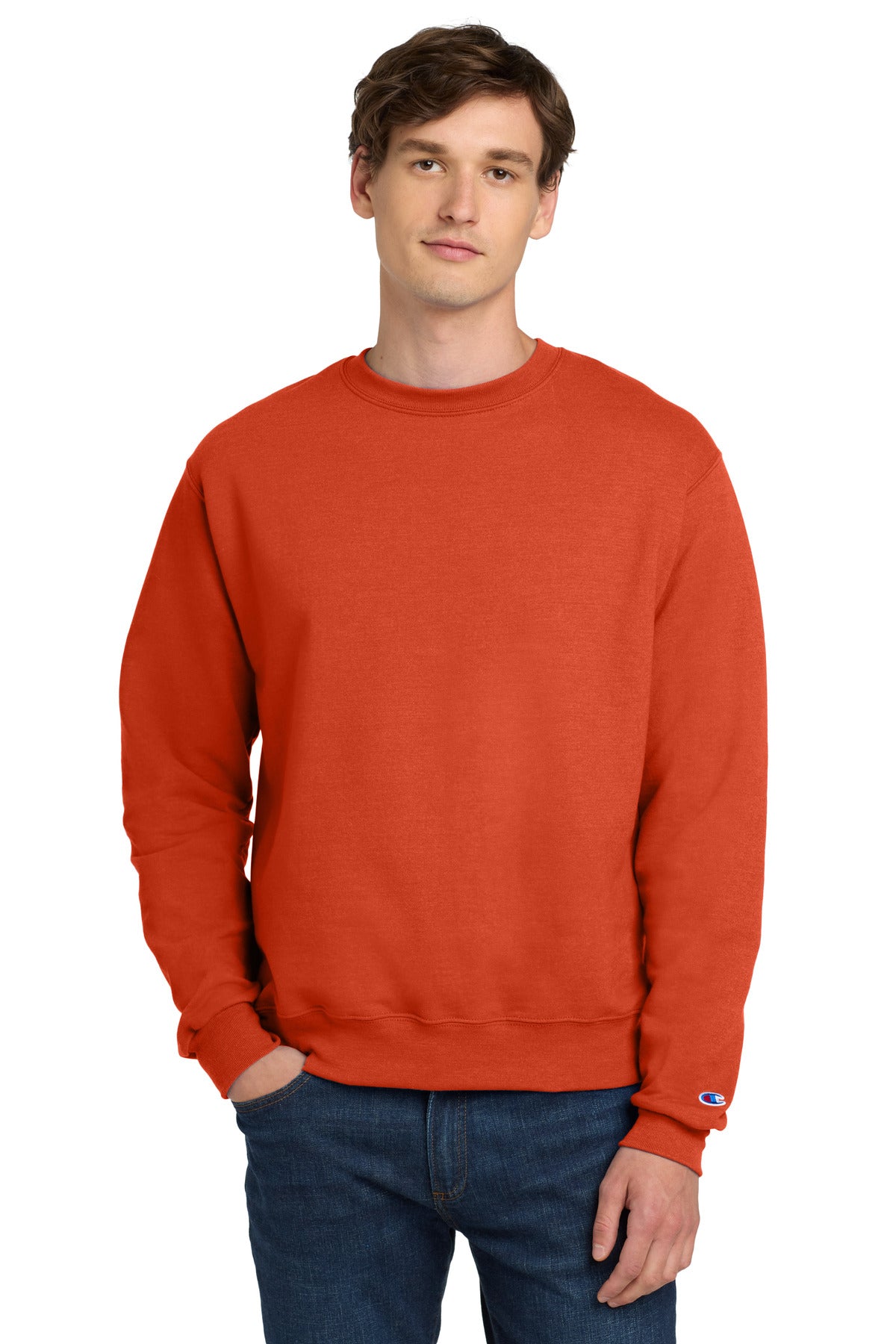 Custom Orange Powerblend Crewneck S6000, personalized by SanCanDo Swag in Argyle, TX