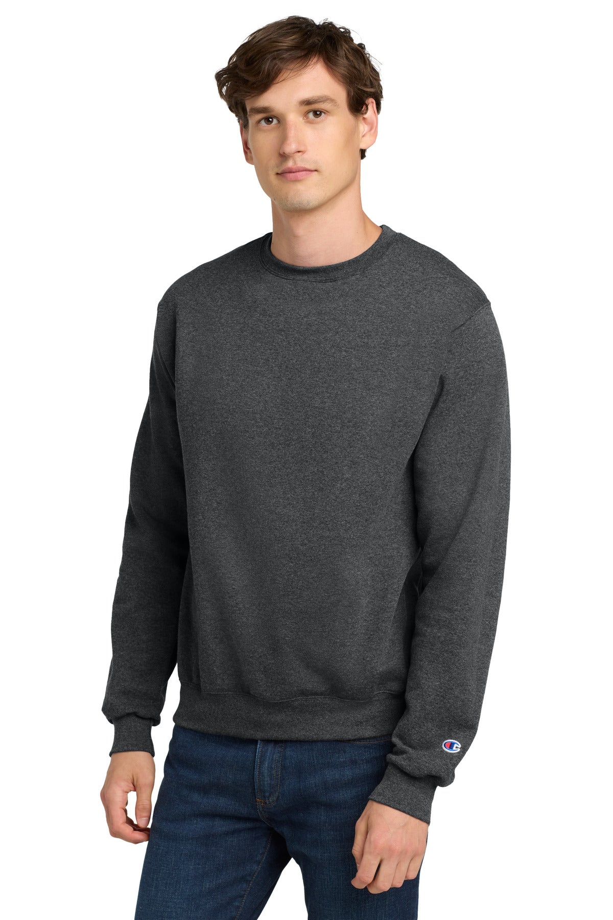 Custom Charcoal Heather Powerblend Crewneck S6000, personalized by SanCanDo Swag in Argyle, TX