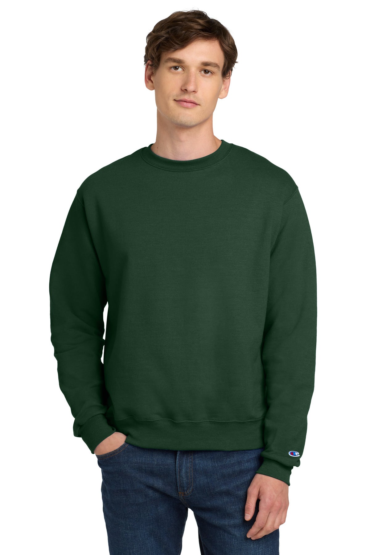 Custom Dark Green Powerblend Crewneck S6000, personalized by SanCanDo Swag in Argyle, TX