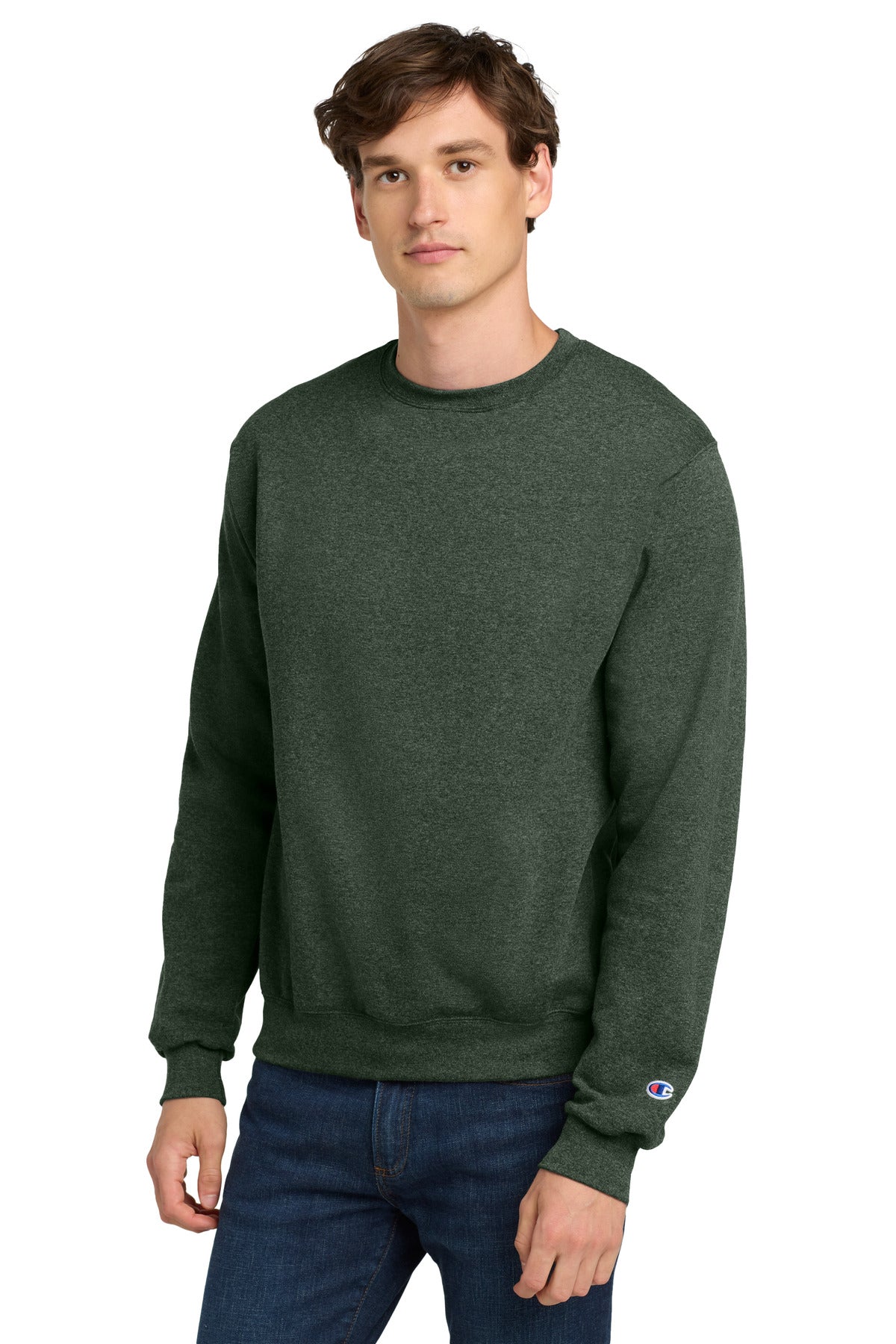 Custom Dark Green Heather Powerblend Crewneck S6000, personalized by SanCanDo Swag in Argyle, TX