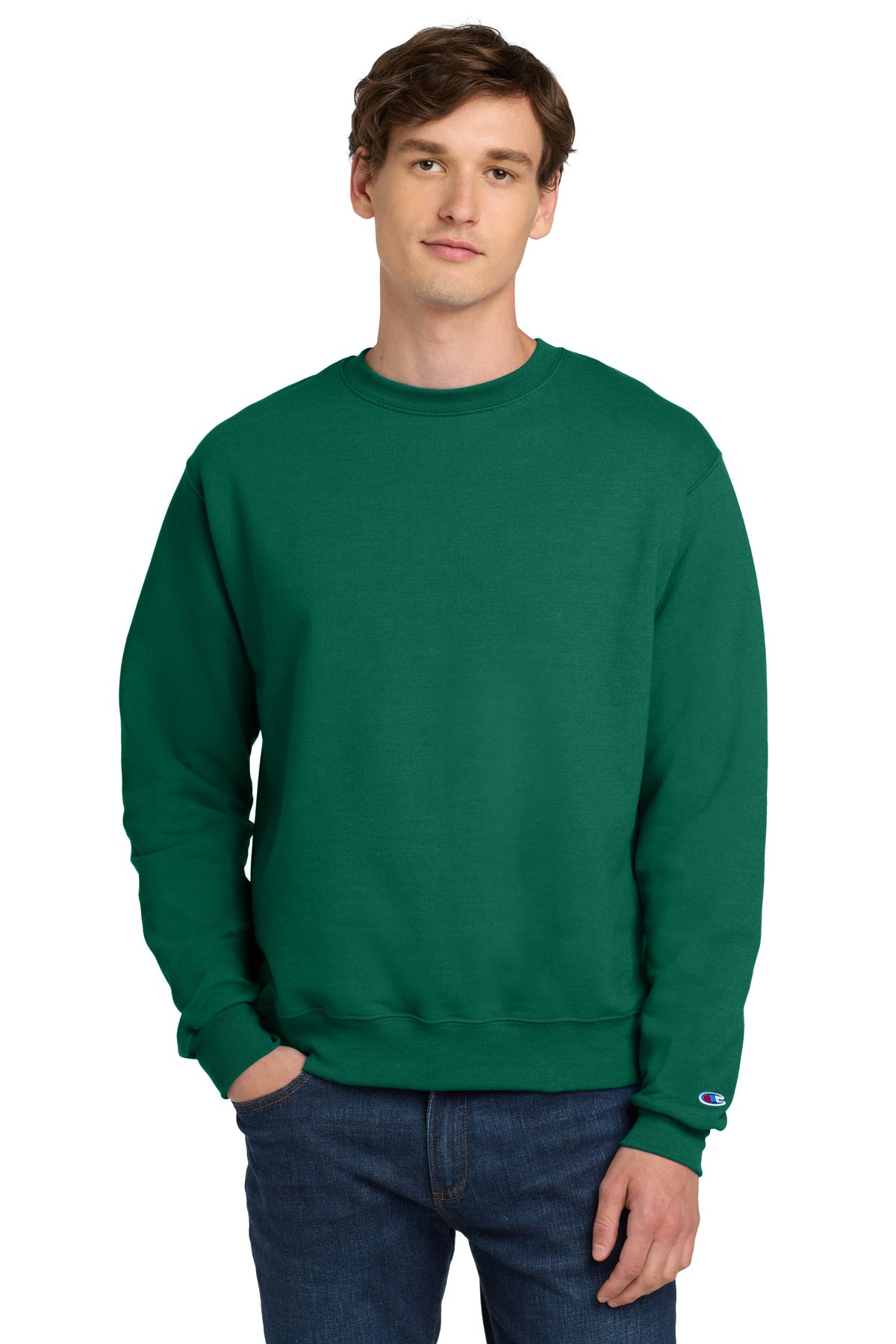 Custom Emerald Green Powerblend Crewneck S6000, personalized by SanCanDo Swag in Argyle, TX
