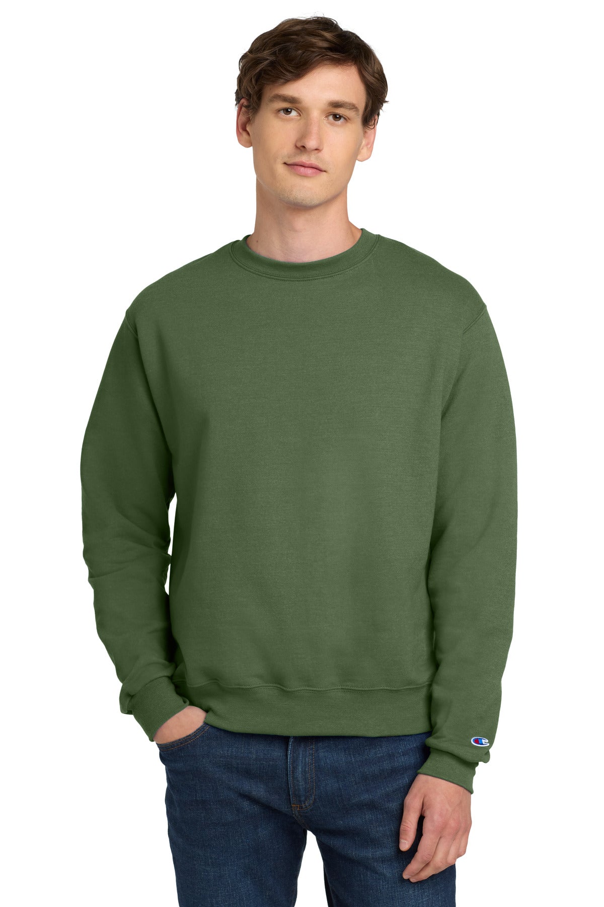 Custom Fresh Olive Powerblend Crewneck S6000, personalized by SanCanDo Swag in Argyle, TX
