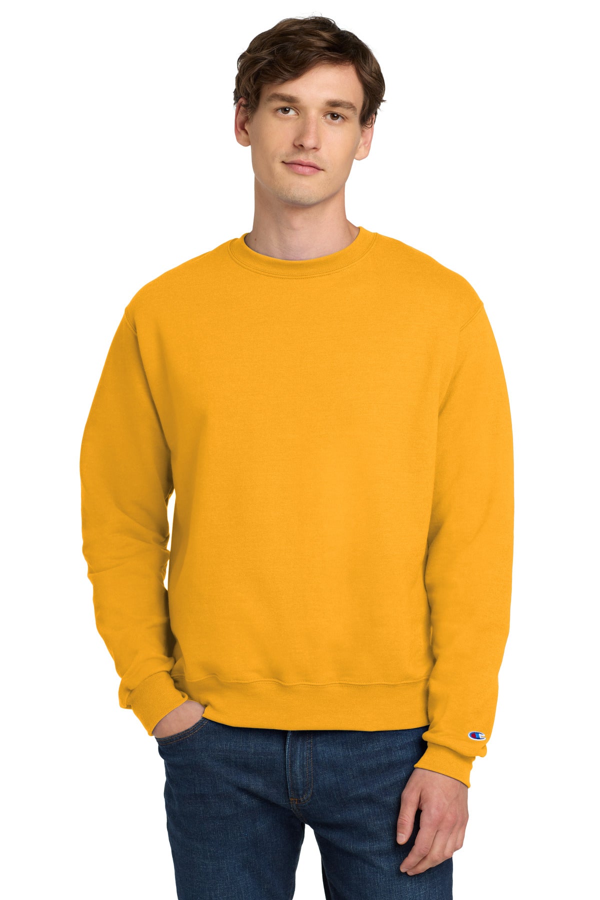 Custom Gold Powerblend Crewneck S6000, personalized by SanCanDo Swag in Argyle, TX