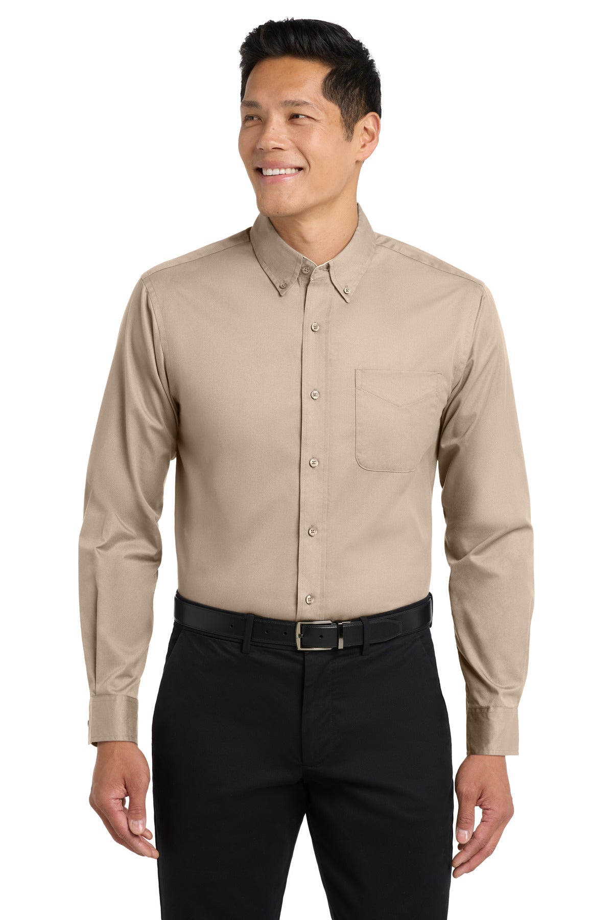 Custom Stone Extended Size Long Sleeve Easy Care Shirt S608ES, personalized by SanCanDo Swag in Argyle, TX