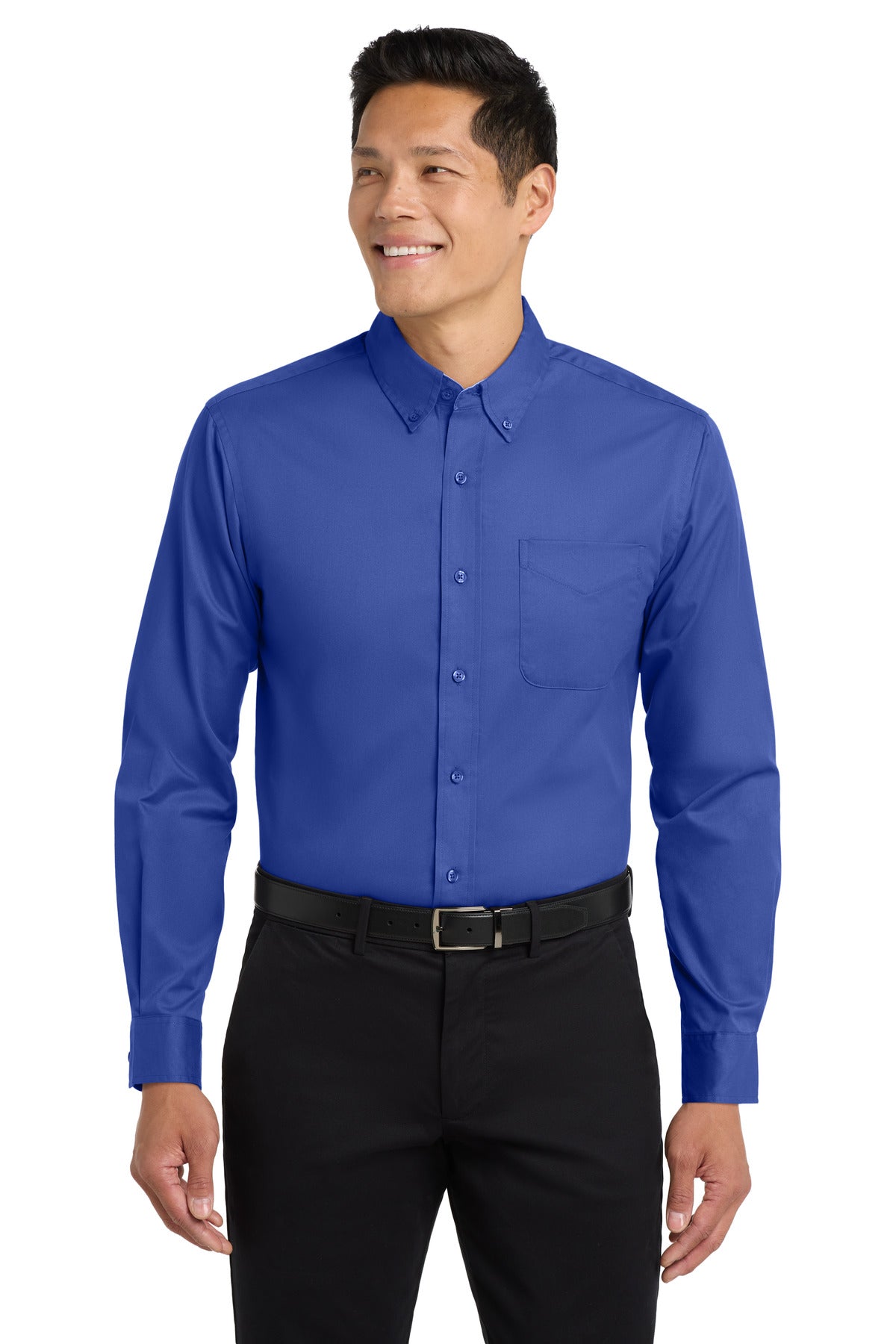 Custom Royal/ Classic Navy Extended Size Long Sleeve Easy Care Shirt S608ES, personalized by SanCanDo Swag in Argyle, TX