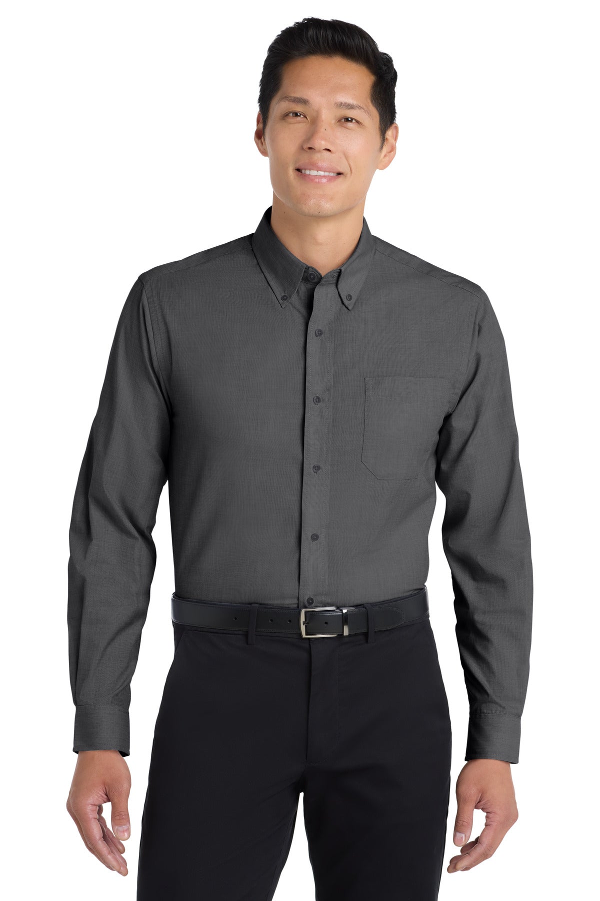 Custom Soft Black Crosshatch Easy Care Shirt S640, personalized by SanCanDo Swag in Argyle, TX