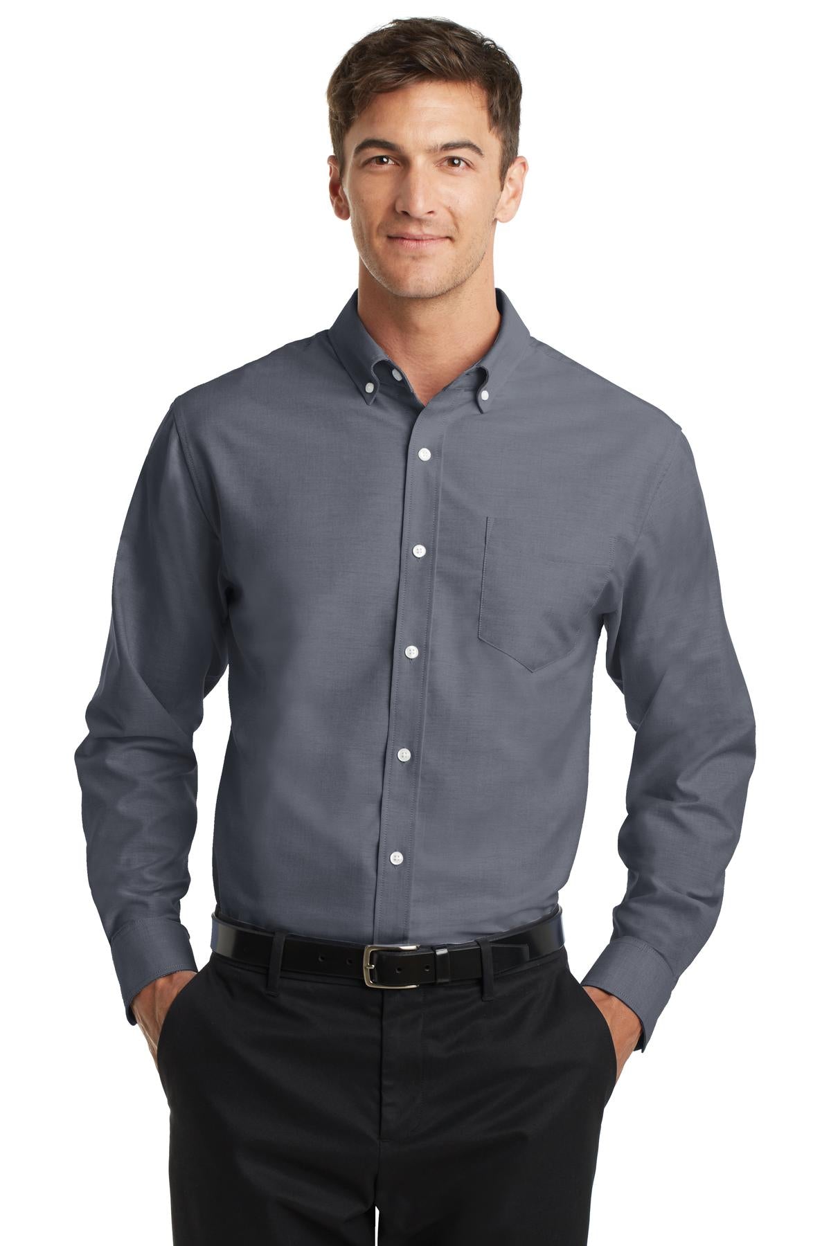 Custom Black SuperPro Oxford Shirt S658, personalized by SanCanDo Swag in Argyle, TX