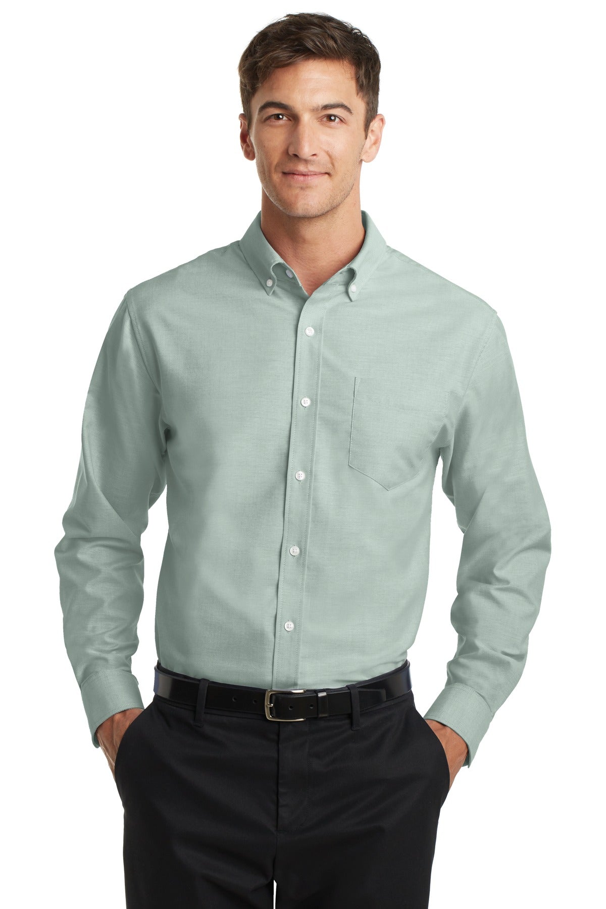 Custom Green SuperPro Oxford Shirt S658, personalized by SanCanDo Swag in Argyle, TX