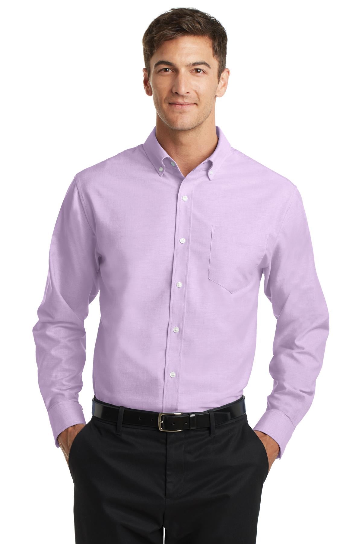 Custom Soft Purple SuperPro Oxford Shirt S658, personalized by SanCanDo Swag in Argyle, TX
