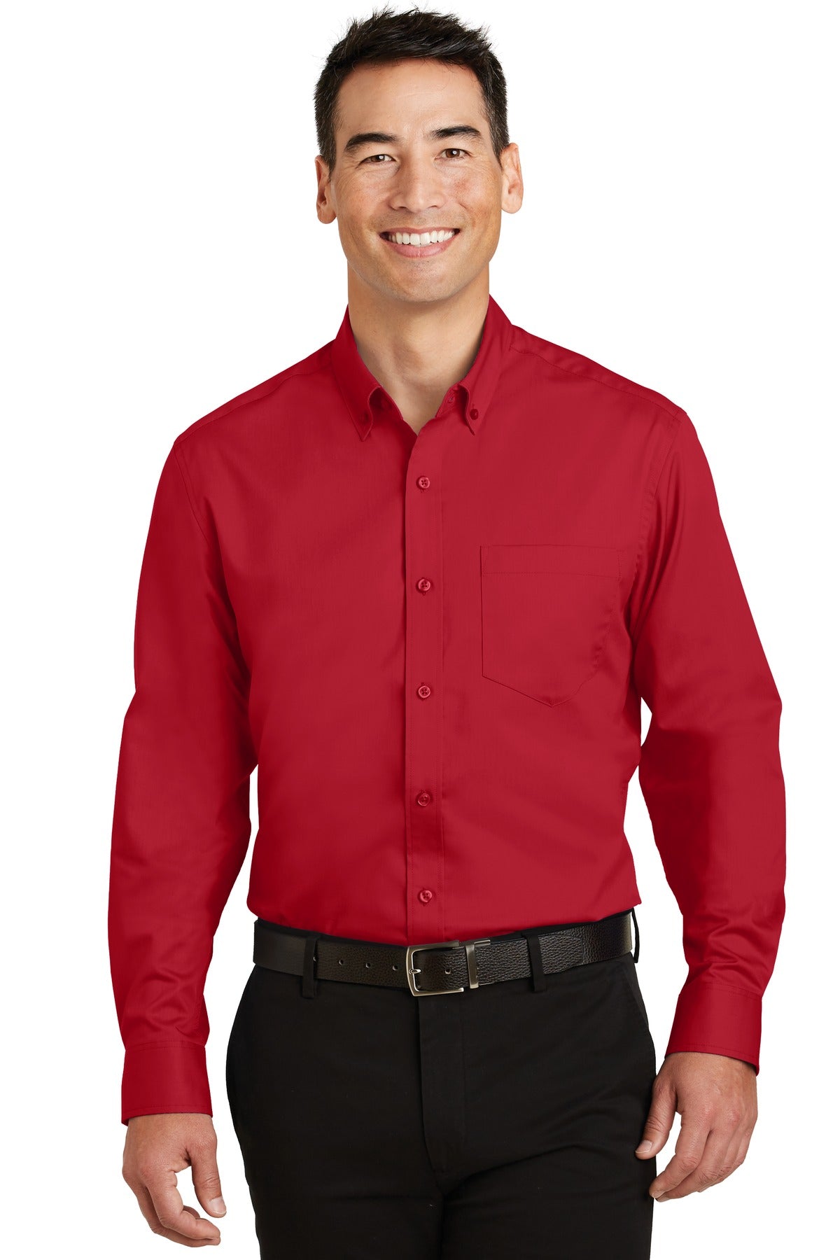 Custom Rich Red SuperPro Twill Shirt S663, personalized by SanCanDo Swag in Argyle, TX