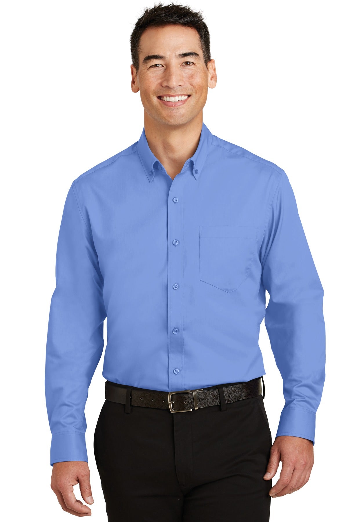 Custom Ultramarine Blue SuperPro Twill Shirt S663, personalized by SanCanDo Swag in Argyle, TX
