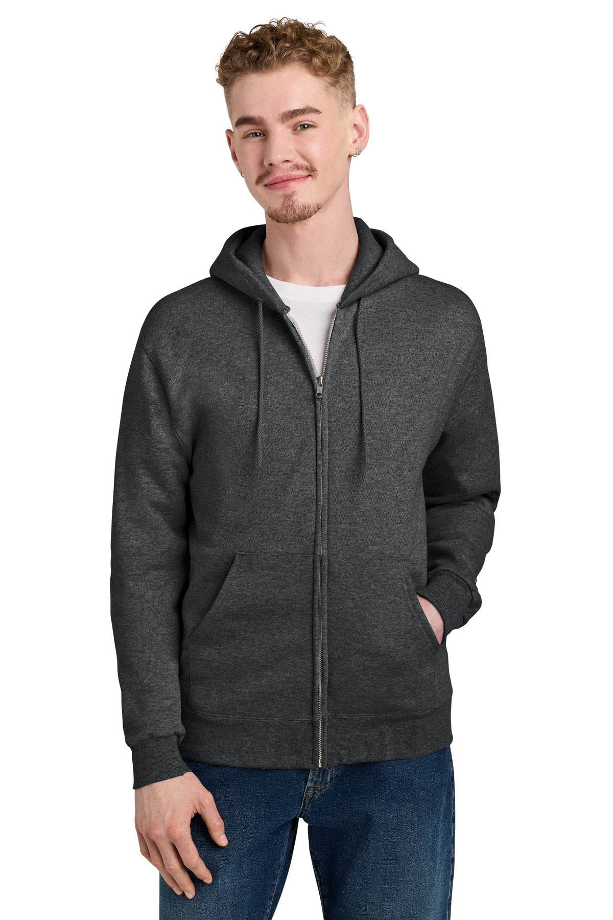 Custom Charcoal Heather Powerblend Full-Zip Hoodie S800, personalized by SanCanDo Swag in Argyle, TX