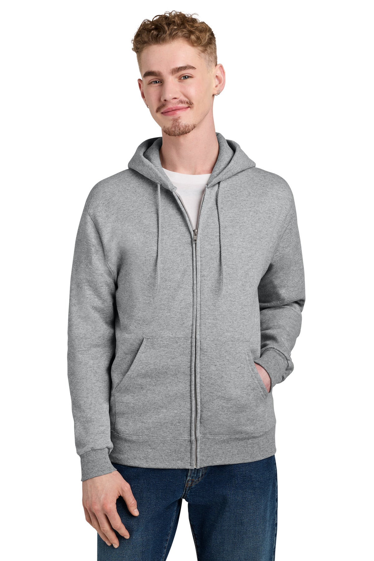 Custom Light Steel Powerblend Full-Zip Hoodie S800, personalized by SanCanDo Swag in Argyle, TX