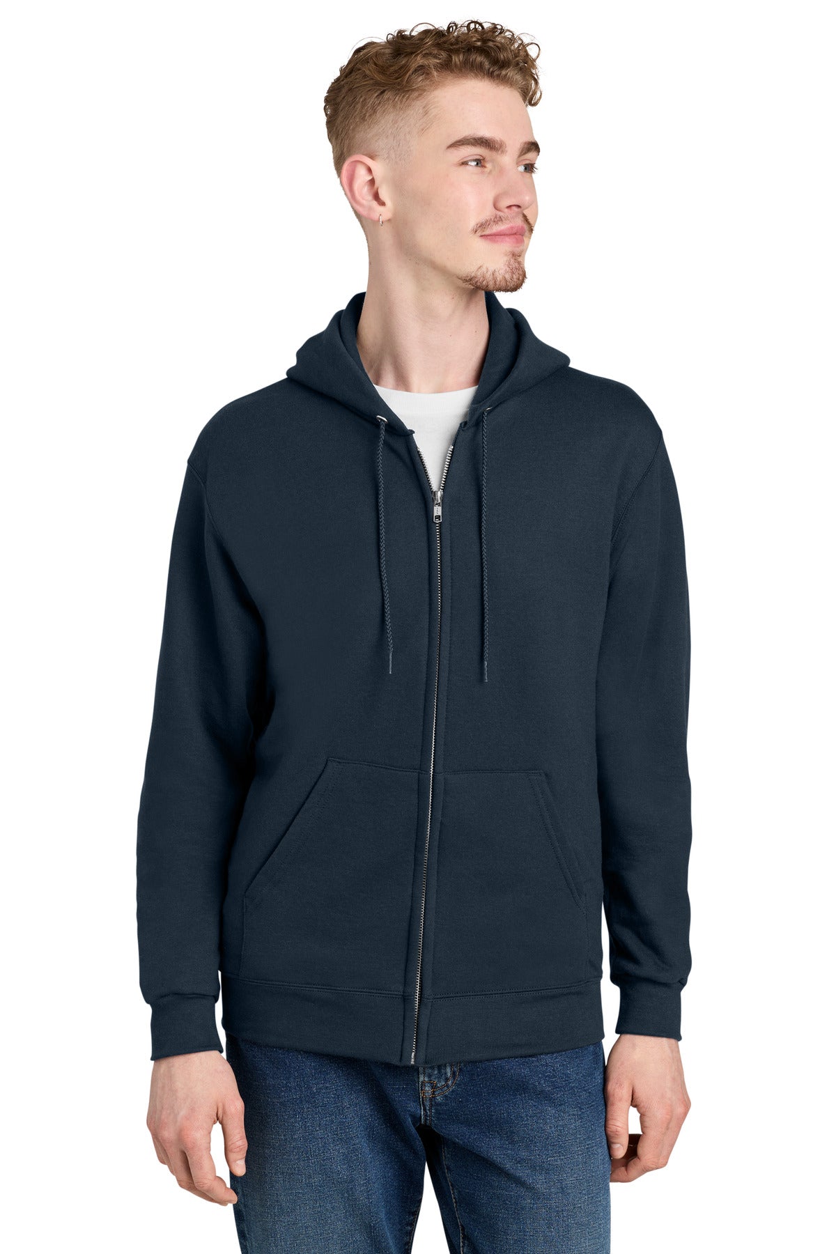 Custom Navy Powerblend Full-Zip Hoodie S800, personalized by SanCanDo Swag in Argyle, TX