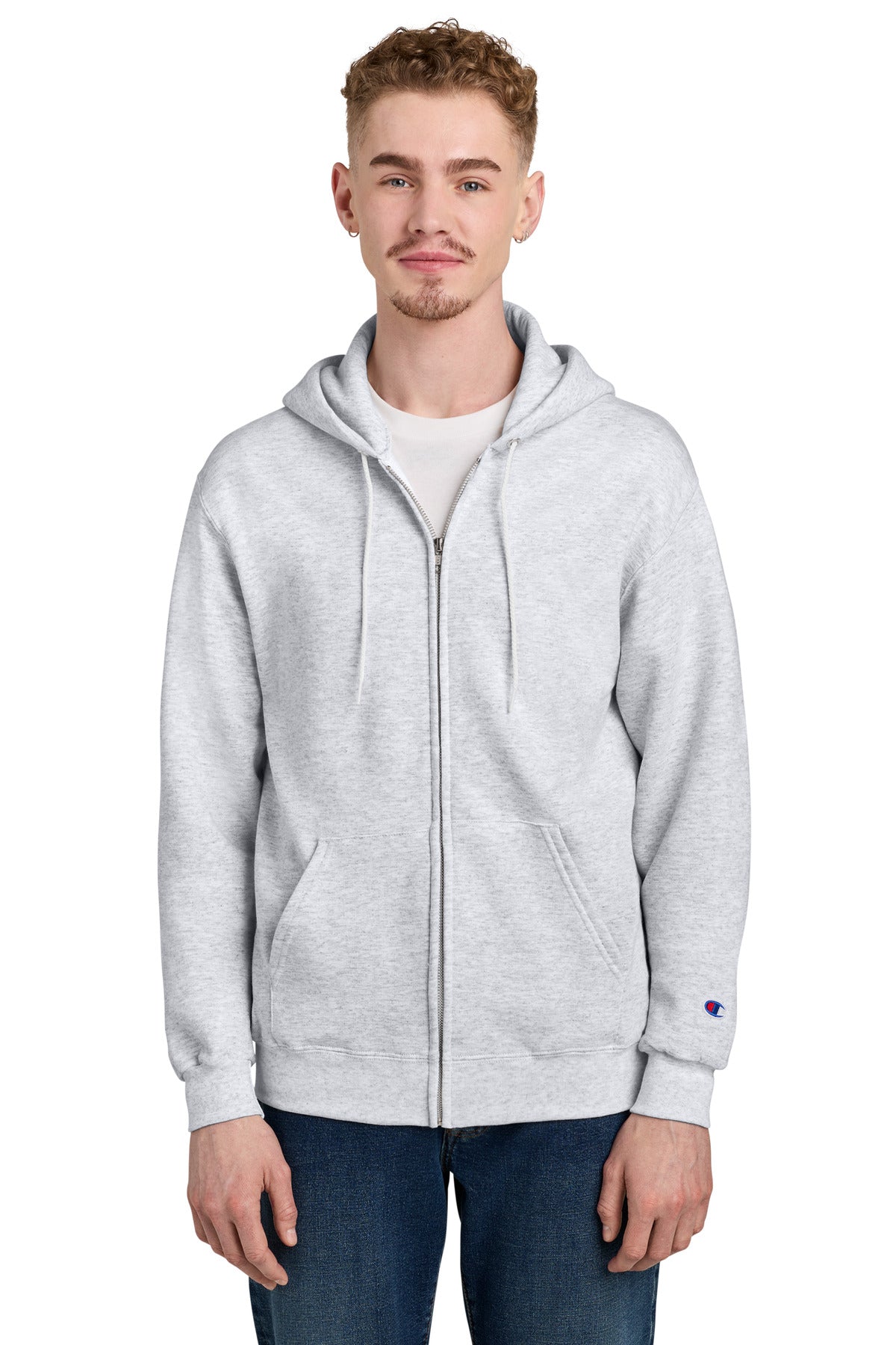 Custom Silver Grey Powerblend Full-Zip Hoodie S800, personalized by SanCanDo Swag in Argyle, TX