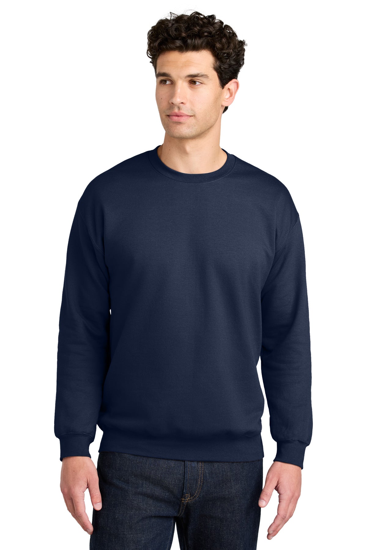 Custom Navy Softstyle Crewneck SF000, personalized by SanCanDo Swag in Argyle, TX