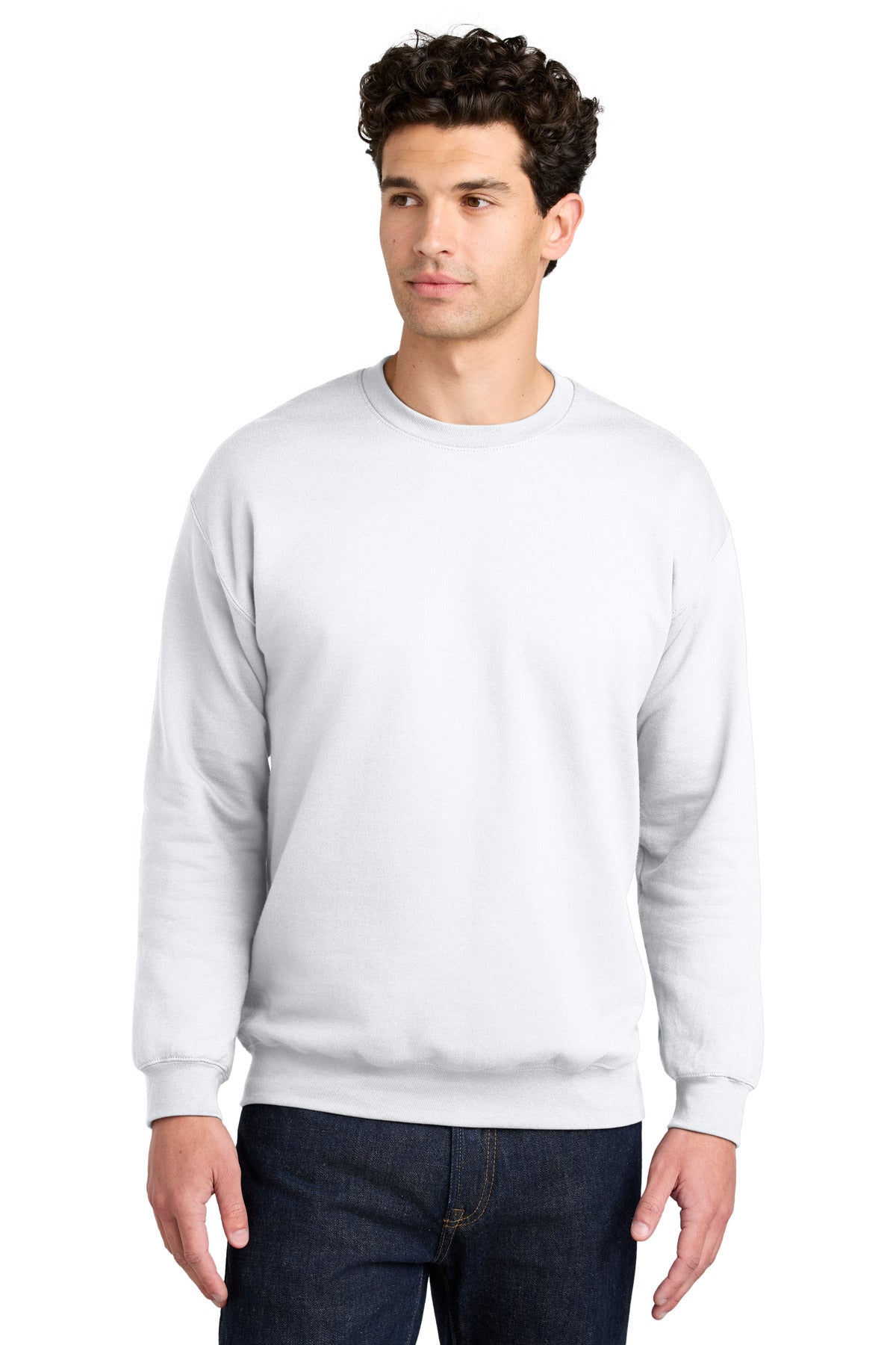 Custom White Softstyle Crewneck SF000, personalized by SanCanDo Swag in Argyle, TX