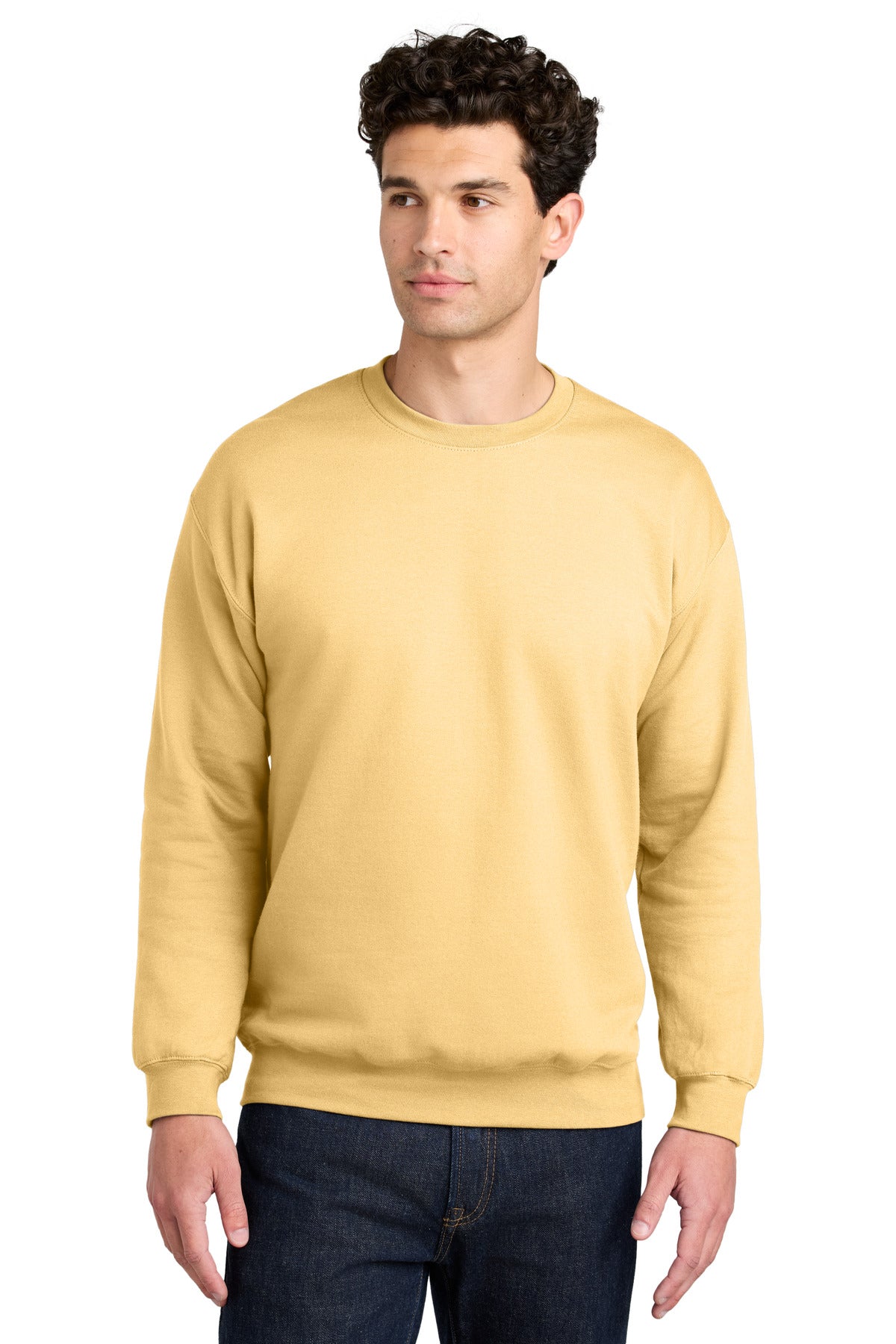 Custom Yellow Haze Softstyle Crewneck SF000, personalized by SanCanDo Swag in Argyle, TX