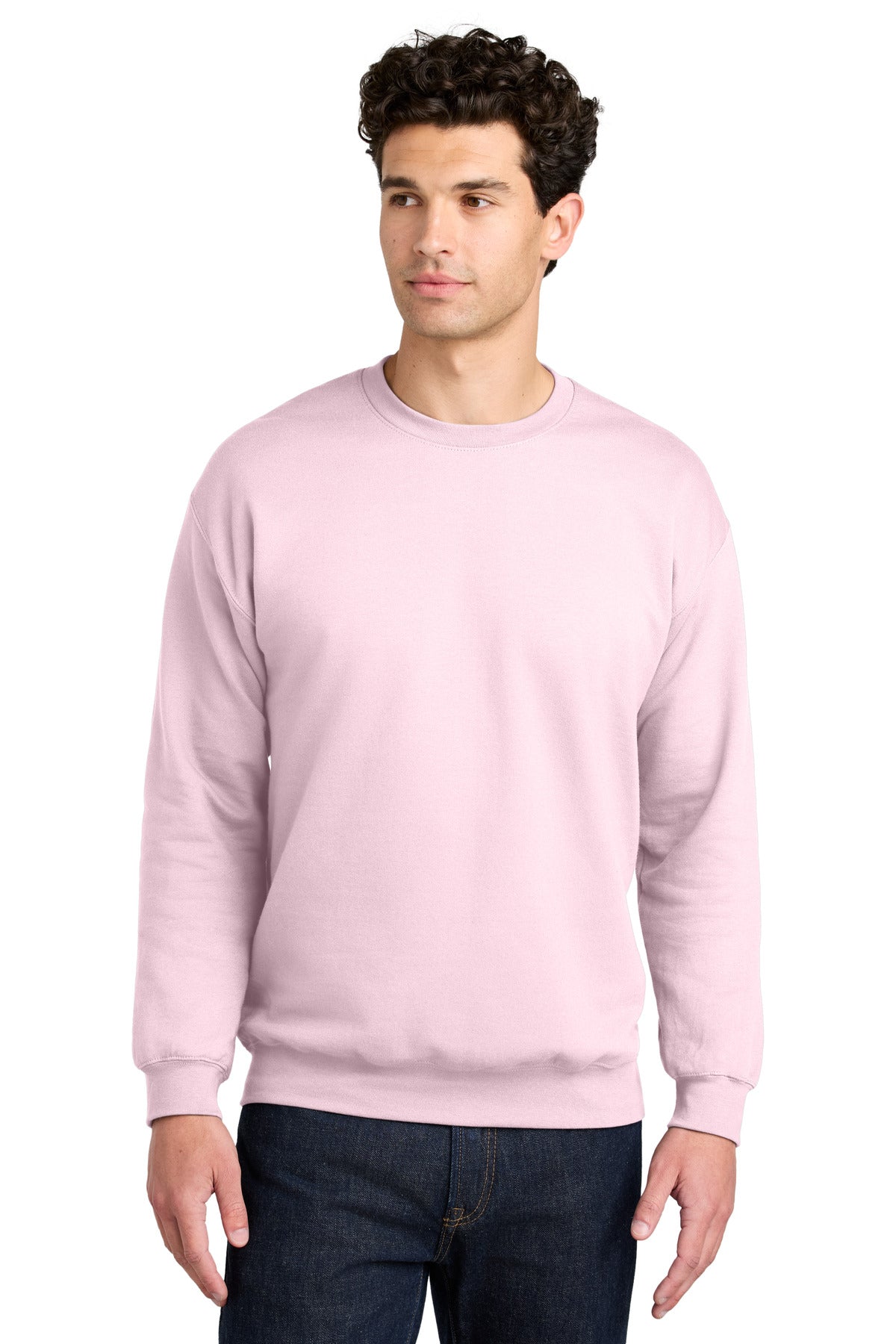 Custom Light Pink Softstyle Crewneck SF000, personalized by SanCanDo Swag in Argyle, TX