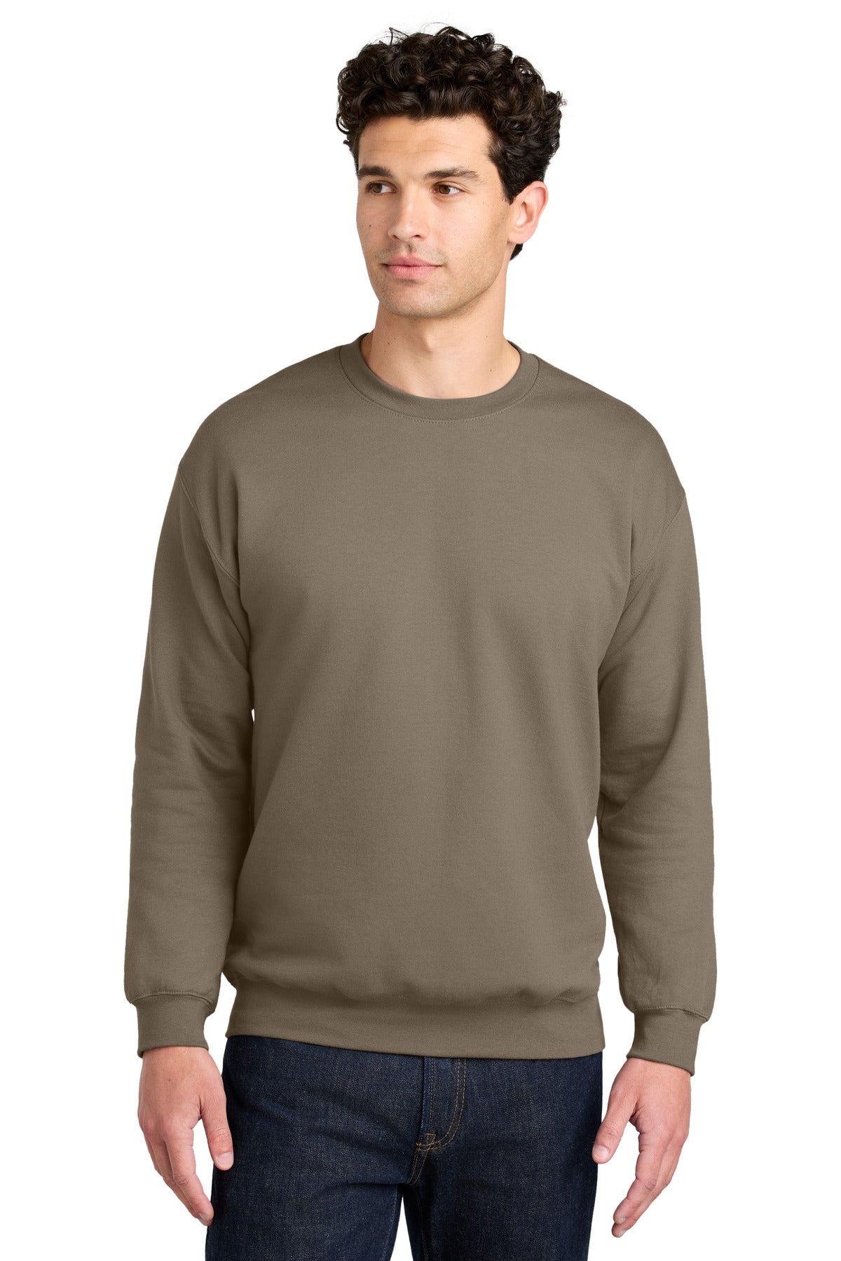 Custom Brown Savana Softstyle Crewneck SF000, personalized by SanCanDo Swag in Argyle, TX