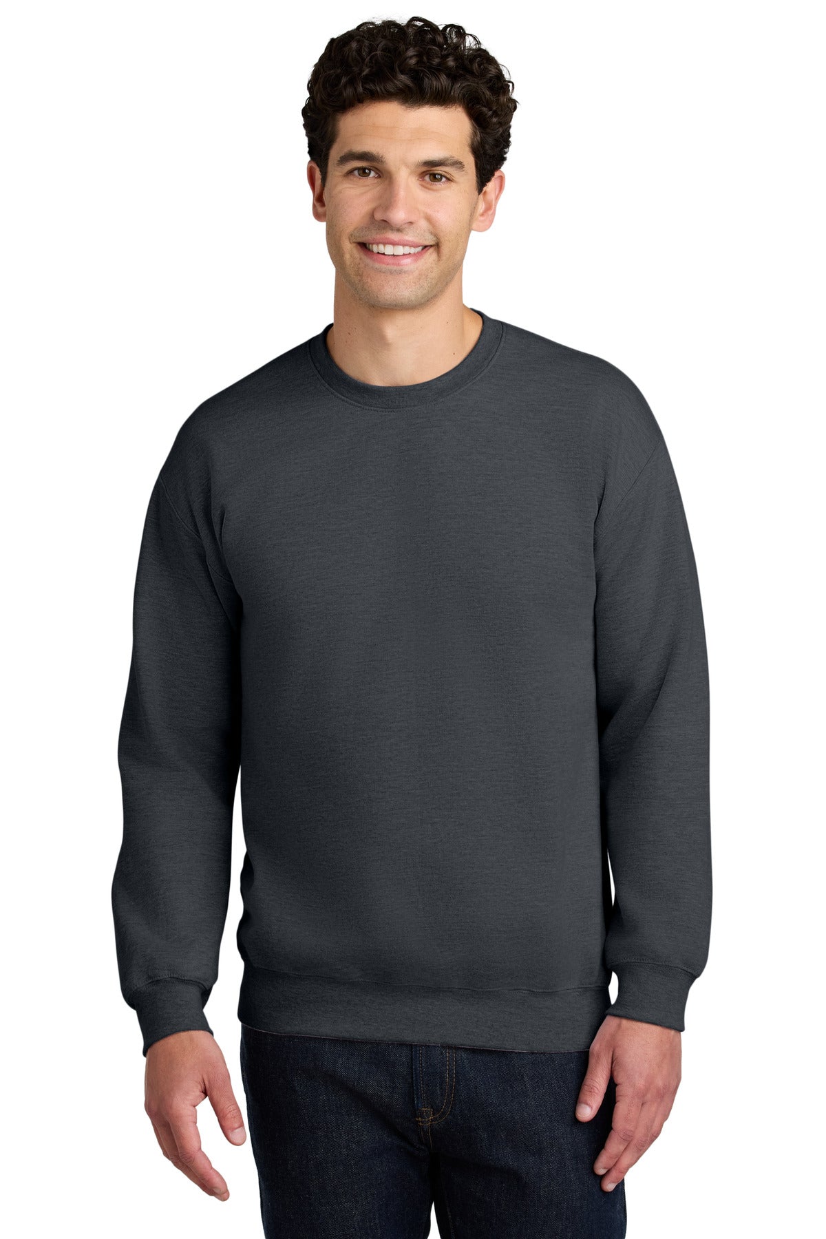 Custom Dark Heather Softstyle Crewneck SF000, personalized by SanCanDo Swag in Argyle, TX