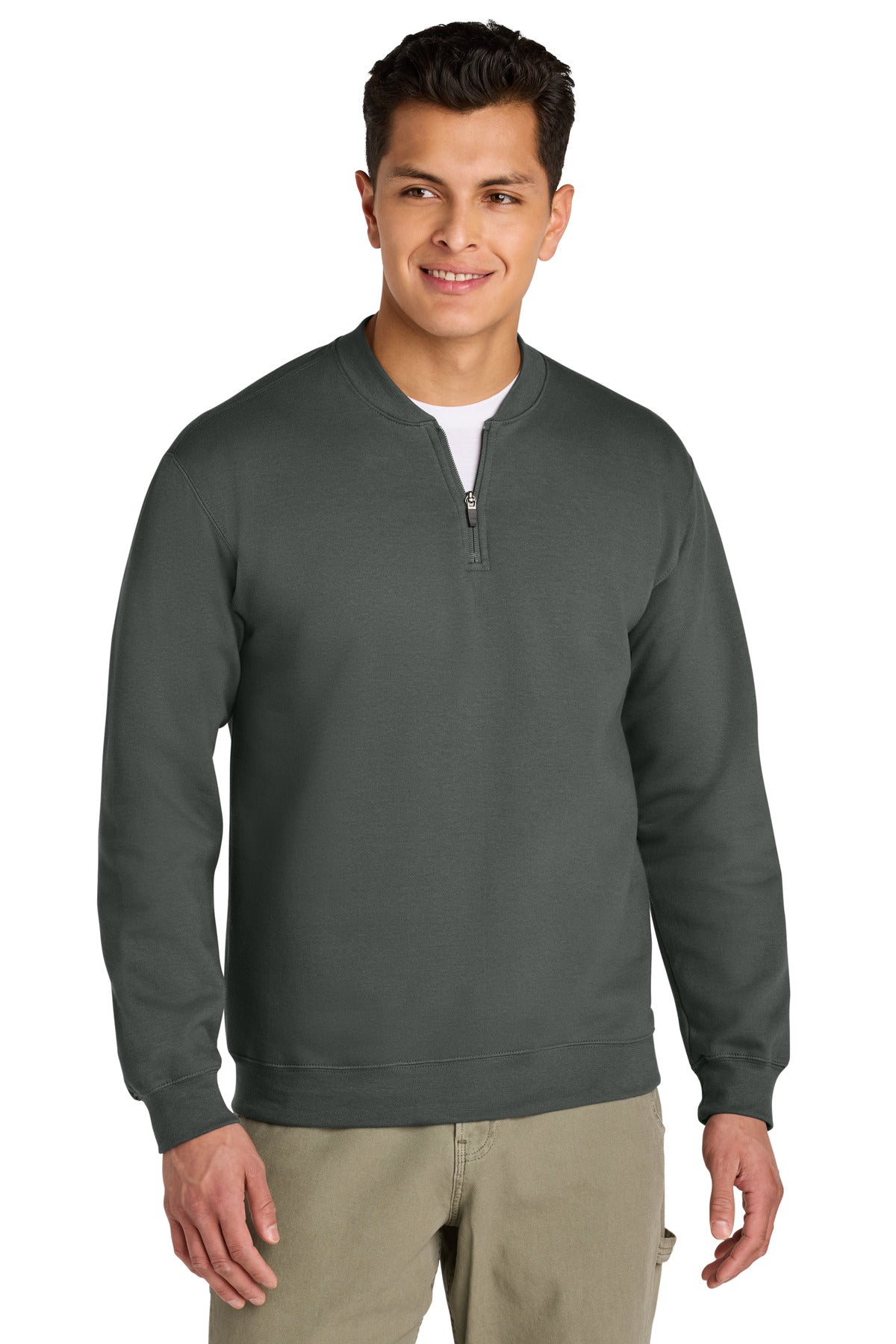 Custom Charcoal Softstyle Midweight Fleece 1/4-Zip SF008, personalized by SanCanDo Swag in Argyle, TX
