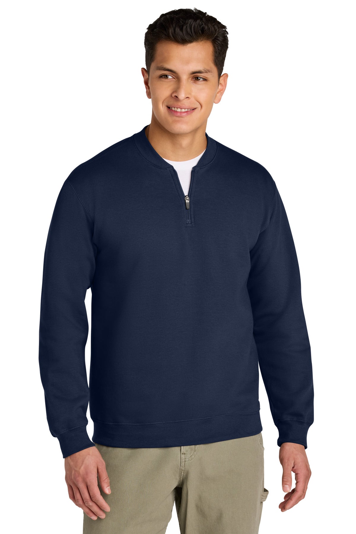 Custom Navy Softstyle Midweight Fleece 1/4-Zip SF008, personalized by SanCanDo Swag in Argyle, TX