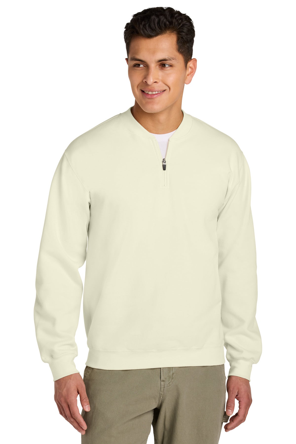 Custom Off White Softstyle Midweight Fleece 1/4-Zip SF008, personalized by SanCanDo Swag in Argyle, TX