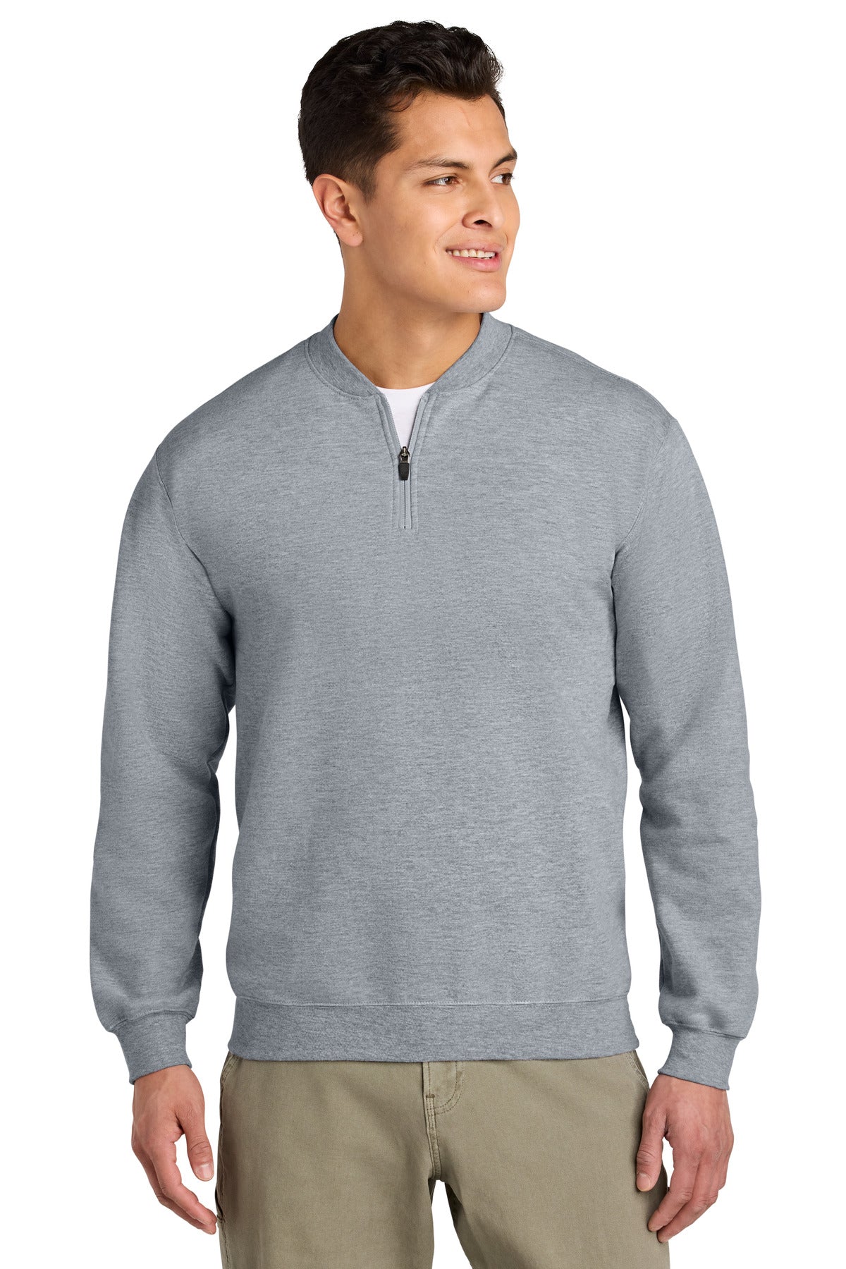 Custom Ring Spun Sport Grey Softstyle Midweight Fleece 1/4-Zip SF008, personalized by SanCanDo Swag in Argyle, TX