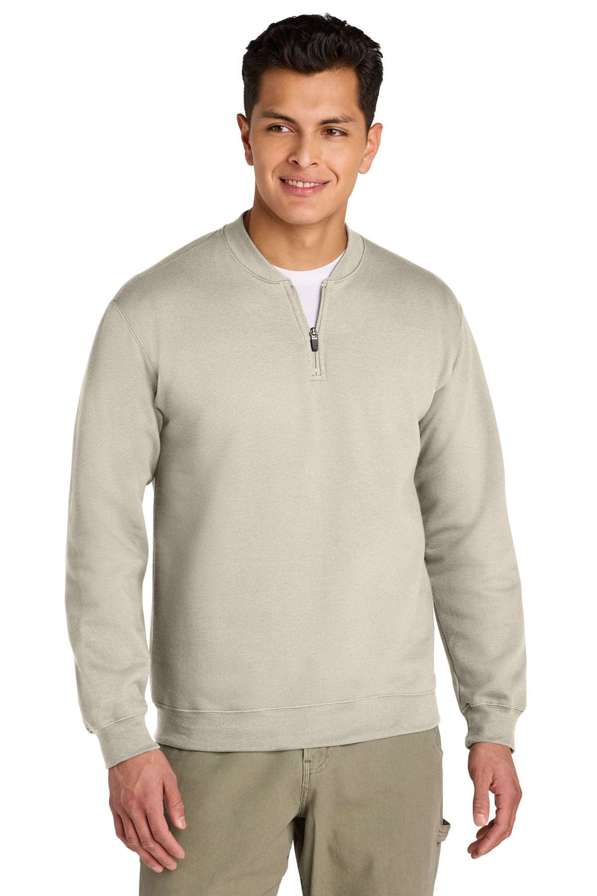 Custom Sand Softstyle Midweight Fleece 1/4-Zip SF008, personalized by SanCanDo Swag in Argyle, TX