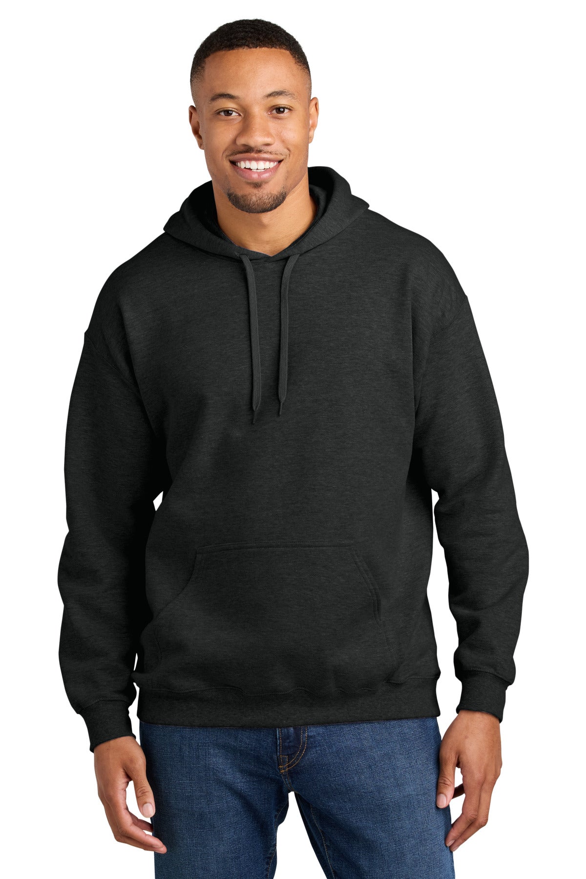 Custom Heather Black Softstyle Midweight Hoodie SF500, personalized by SanCanDo Swag in Argyle, TX