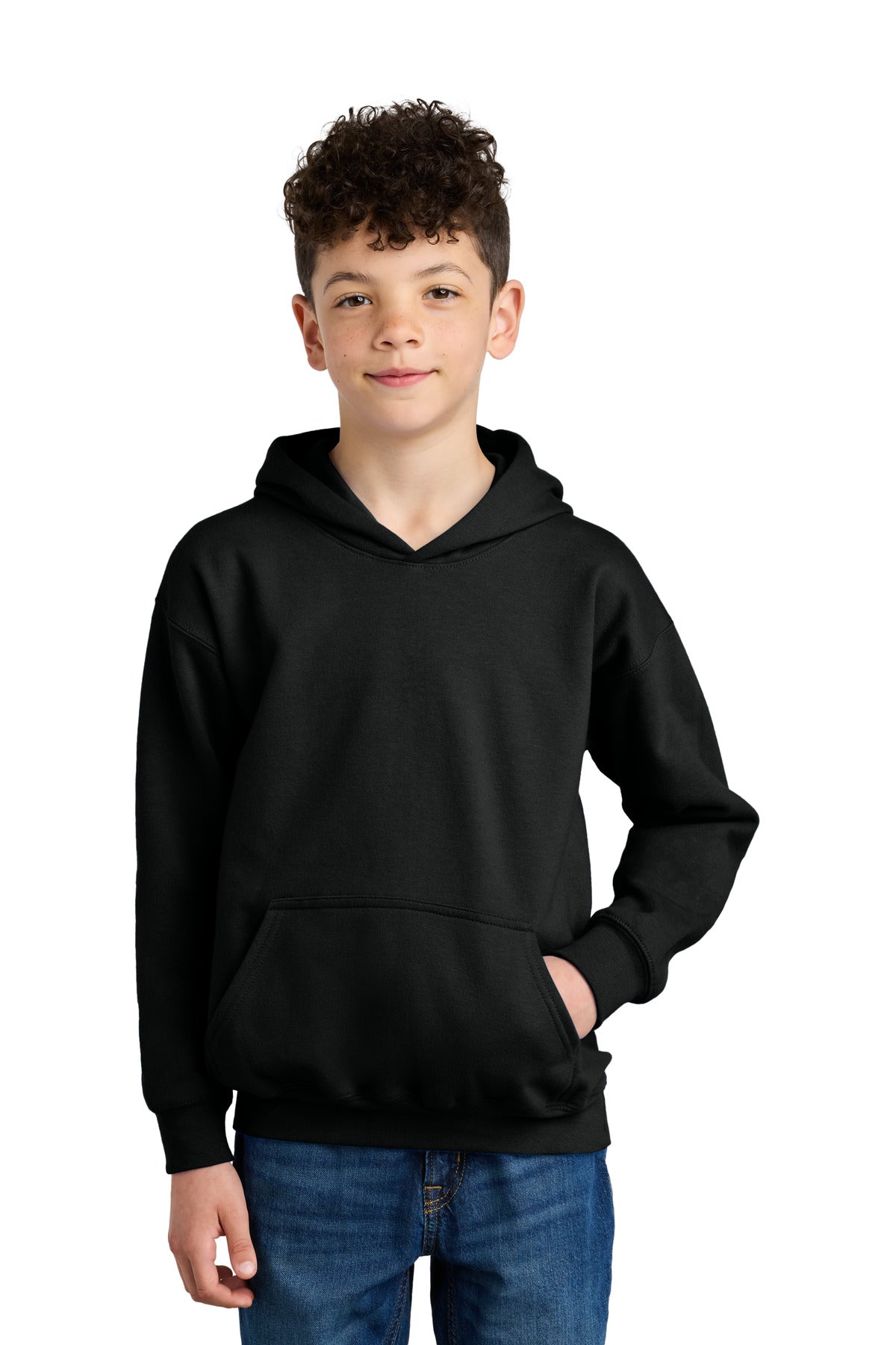 Custom Black Youth Softstyle Midweight Fleece Hoodie SF500B, personalized by SanCanDo Swag in Argyle, TX