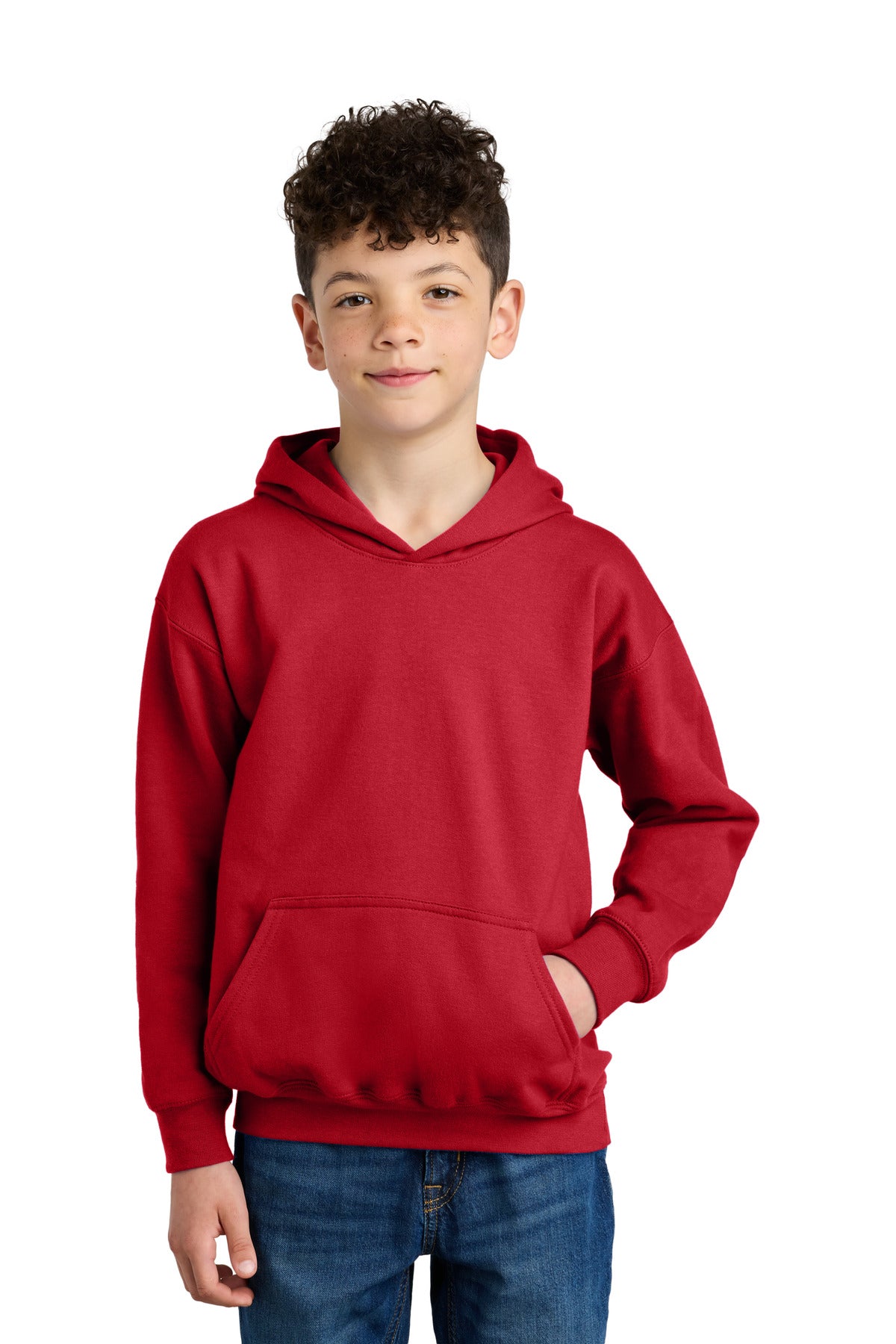 Custom Red Youth Softstyle Midweight Fleece Hoodie SF500B, personalized by SanCanDo Swag in Argyle, TX