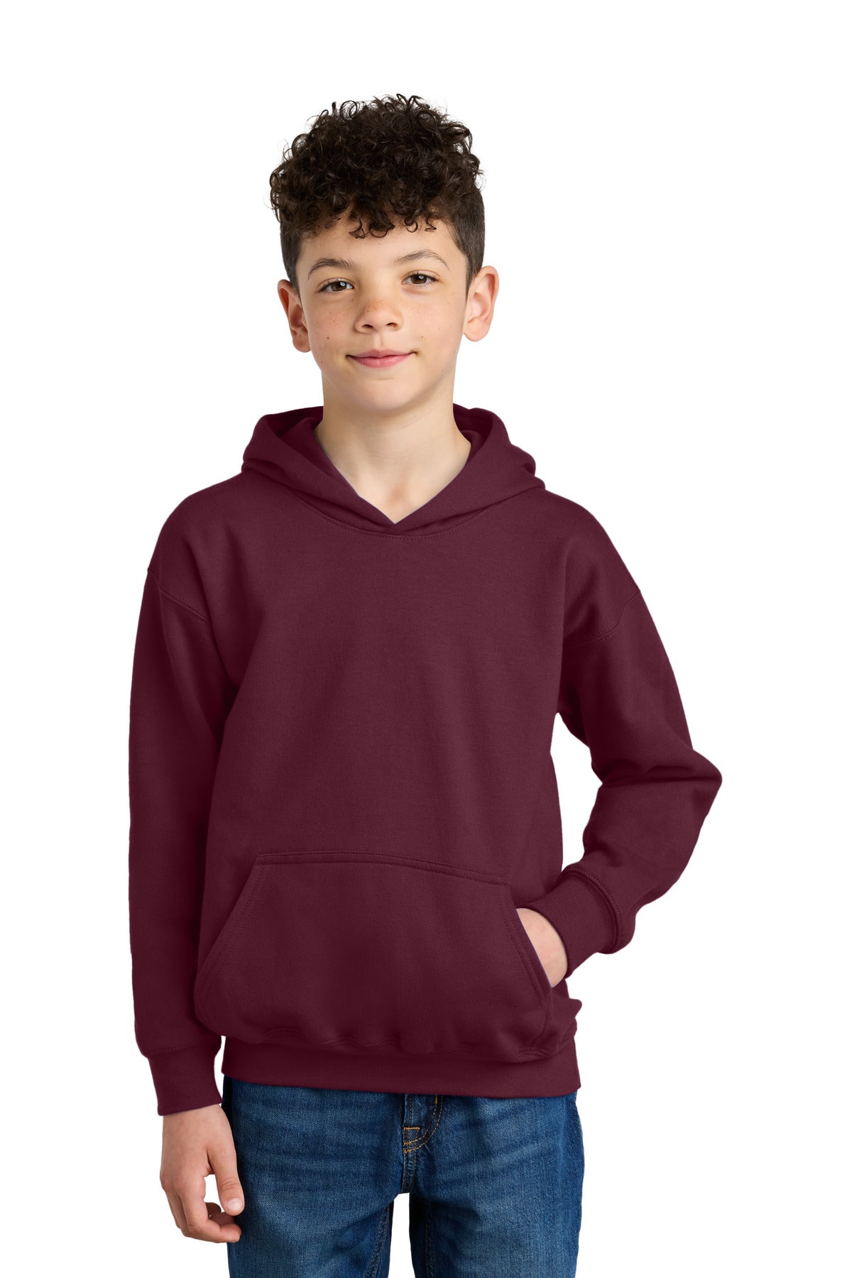Custom Maroon Youth Softstyle Midweight Fleece Hoodie SF500B, personalized by SanCanDo Swag in Argyle, TX