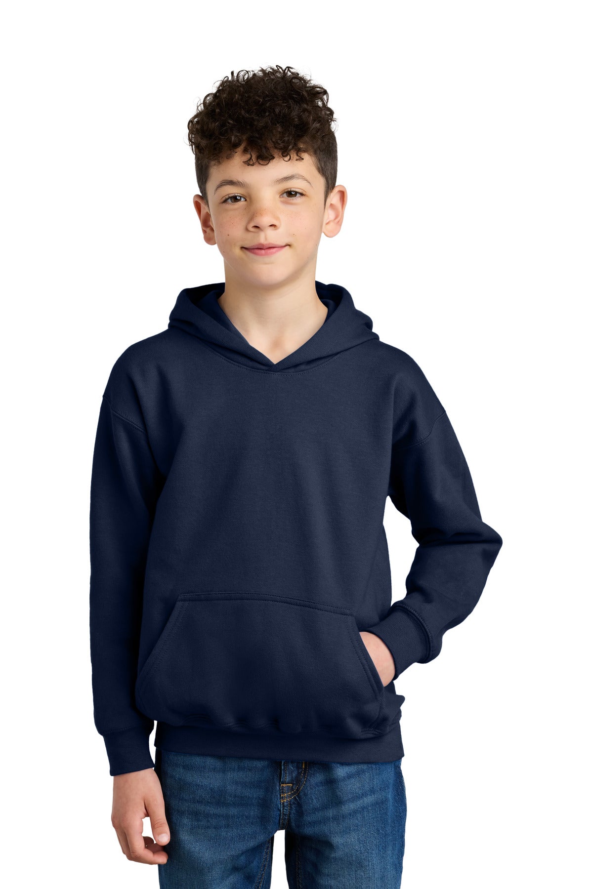 Custom Navy Youth Softstyle Midweight Fleece Hoodie SF500B, personalized by SanCanDo Swag in Argyle, TX