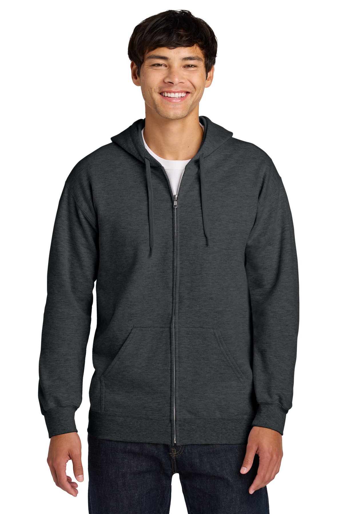 Custom Dark Heather Softstyle Fleece Full-Zip Hoodie SF600, personalized by SanCanDo Swag in Argyle, TX