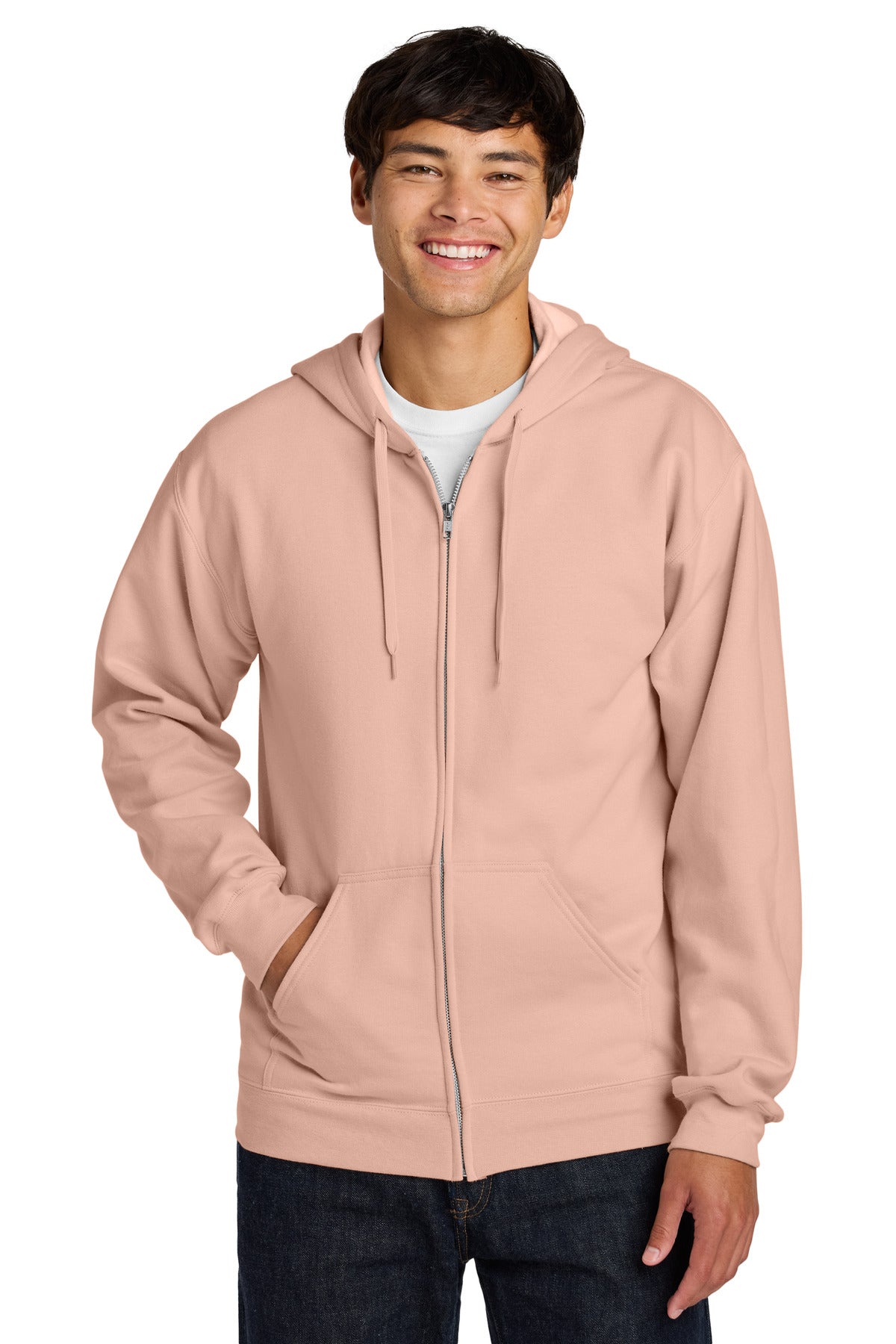 Custom Dusty Rose Softstyle Fleece Full-Zip Hoodie SF600, personalized by SanCanDo Swag in Argyle, TX